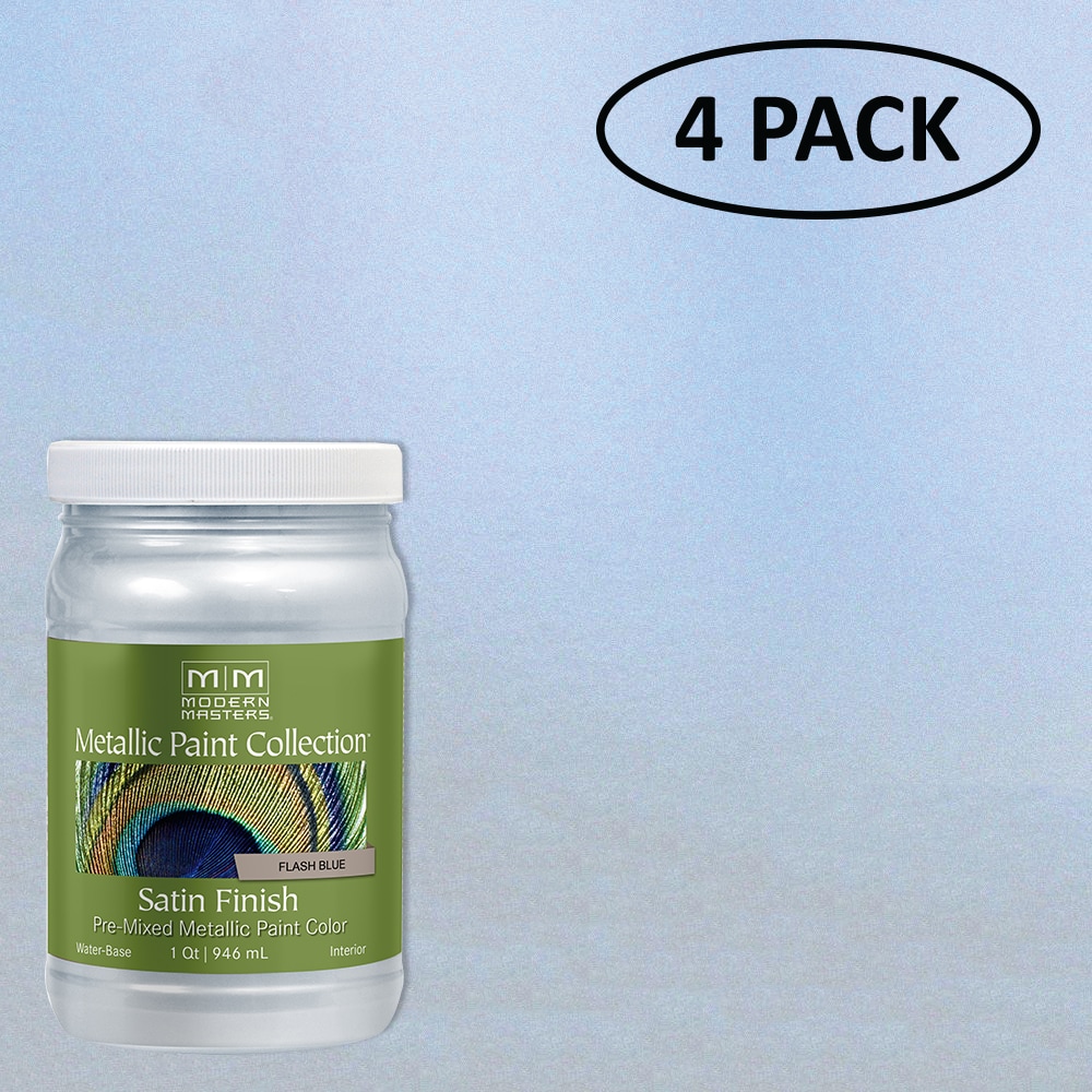 Modern Masters ME65732SOS Metallic Paint Collection 4-Pack Flash Blue Water-based Metallic Paint (1-quart)