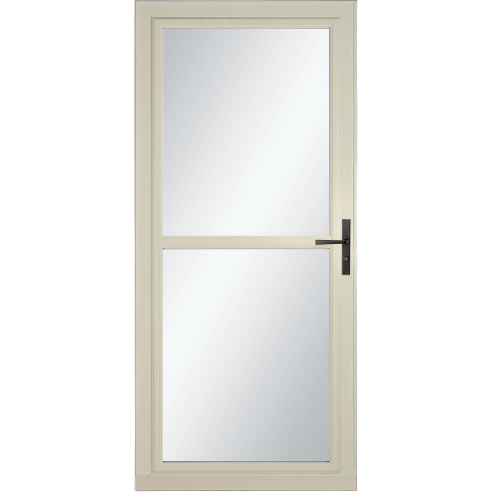 Tradewinds Selection 32-in x 81-in Almond Full-view Retractable Screen Aluminum Storm Door with Aged Bronze Handle in Off-White | - LARSON 1460408157S