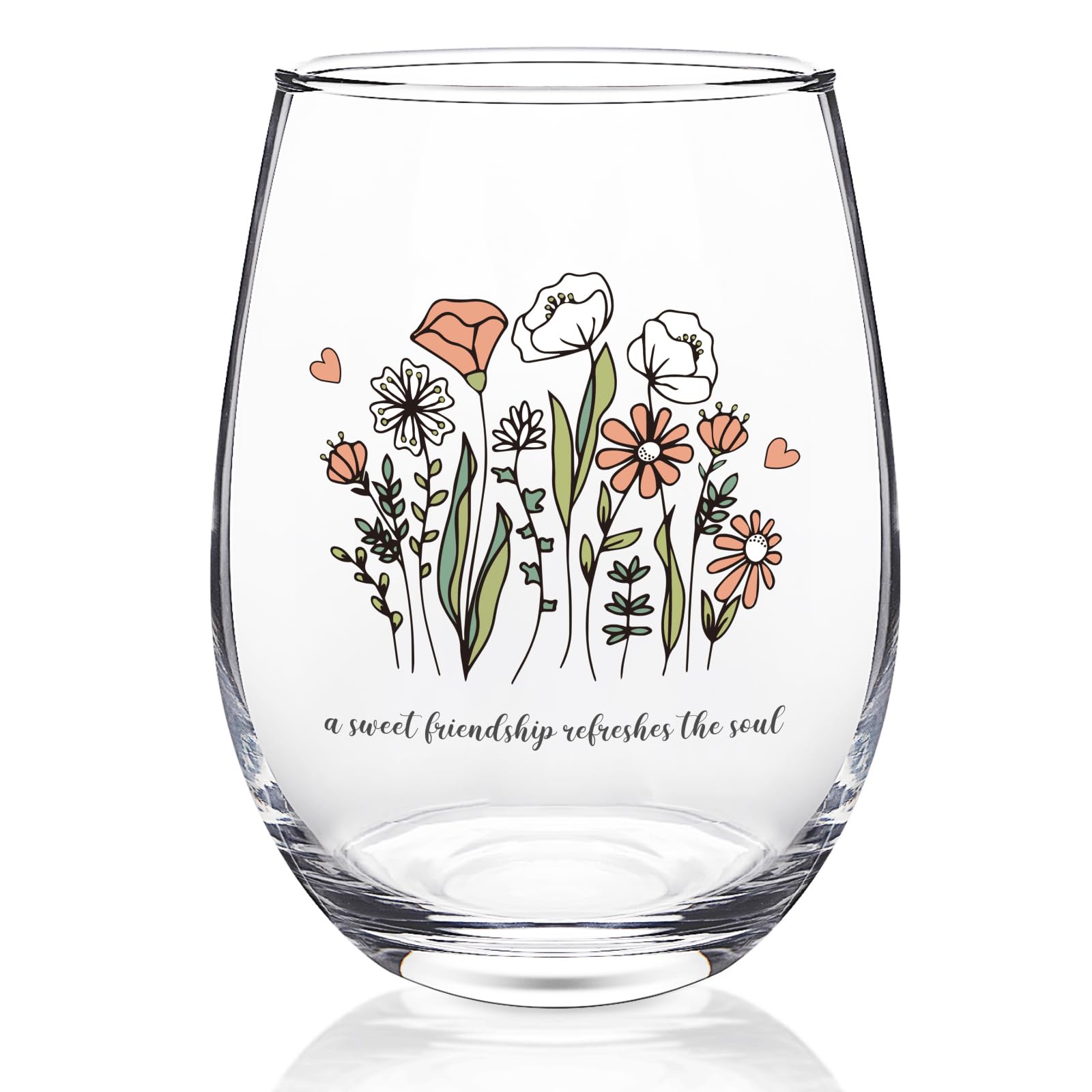 Aoibox  17 oz Inspirational Floral Stemless Wine Glass with Religious Message for Women Faith Based Gift Glass