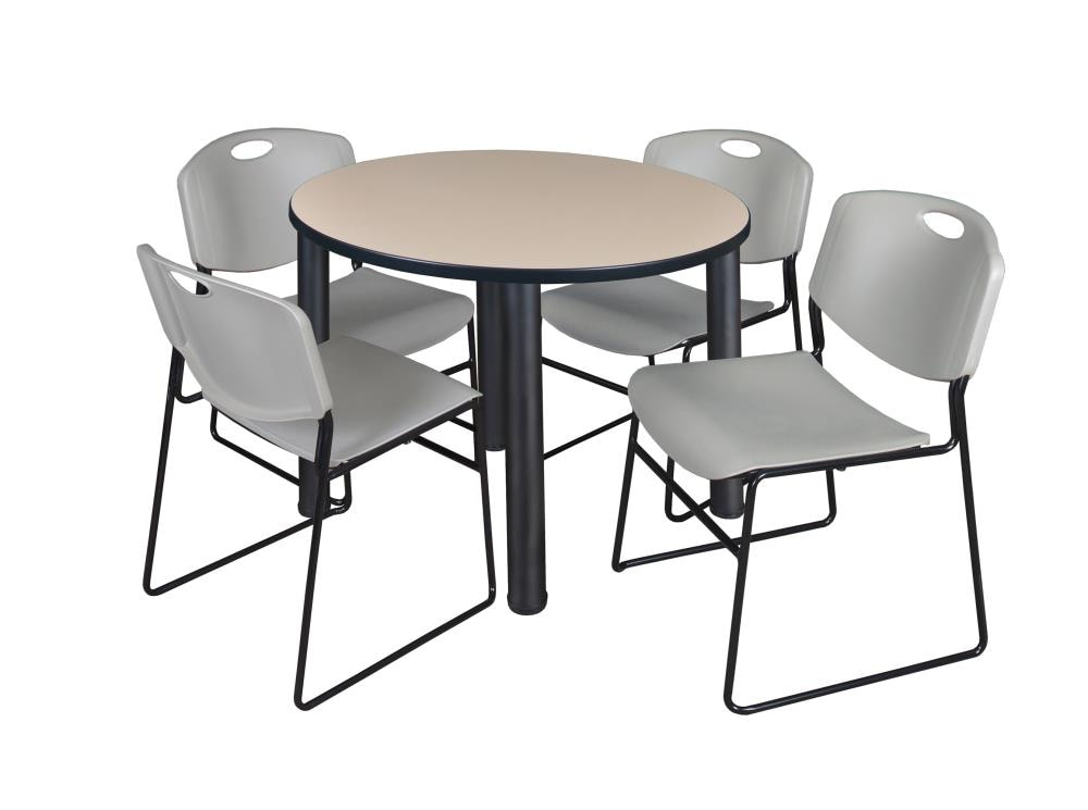 Regency TB42RNDBEBPBK44GY Breakroom Off-white 4-Person Training Table (42-in W x 29-in H)