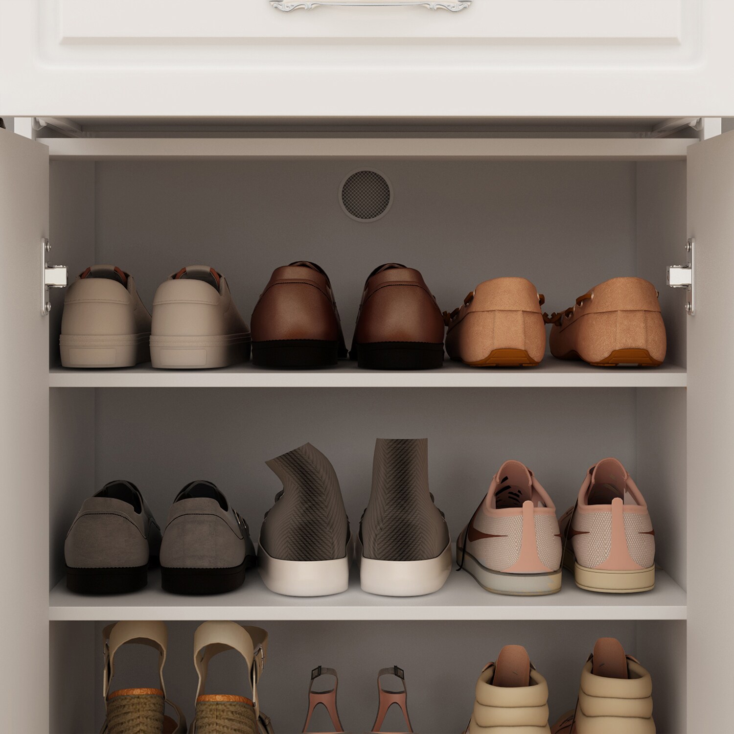 FUFU&GAGA 81.9-in H 3 Tier 18 Pair White Composite Shoe Organizer in the Shoe  Storage department at