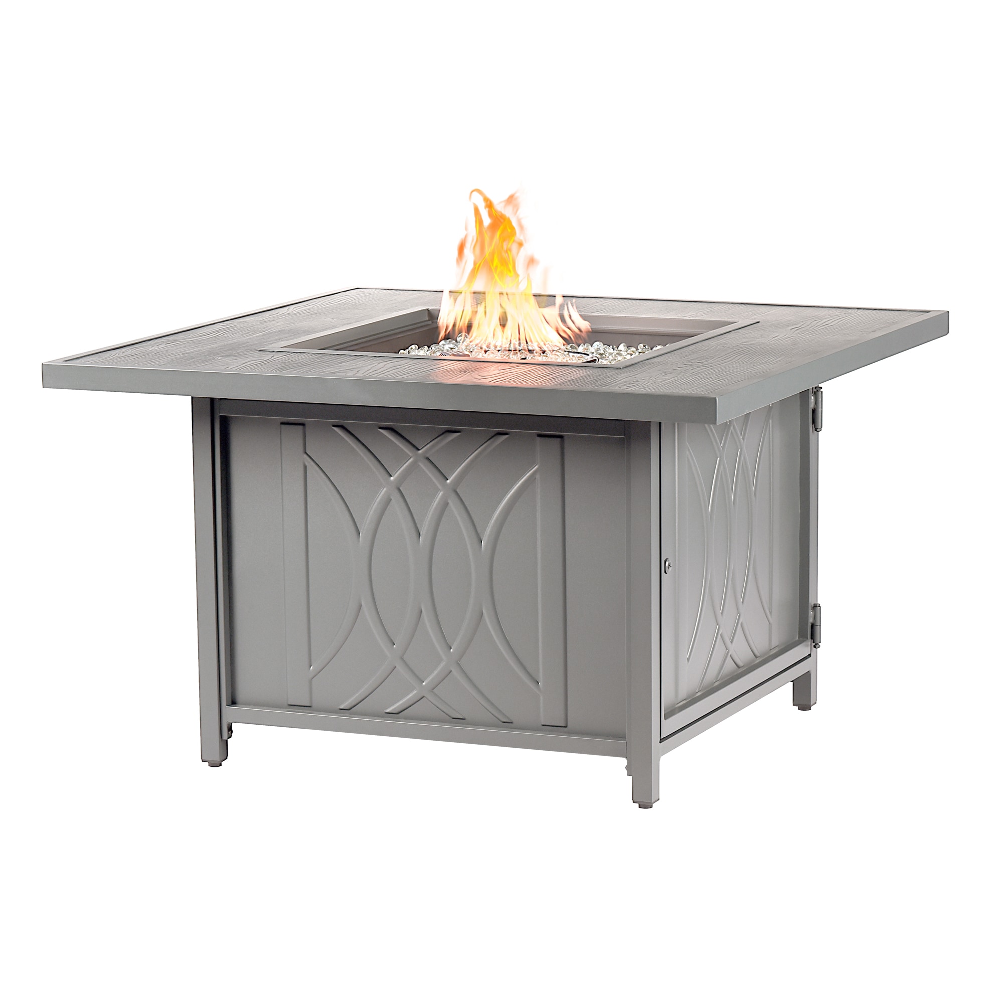 Oakland Living CAVE-FPT-GY 42-in W Gray Portable Aluminum Square Liquid propane Fire pit table