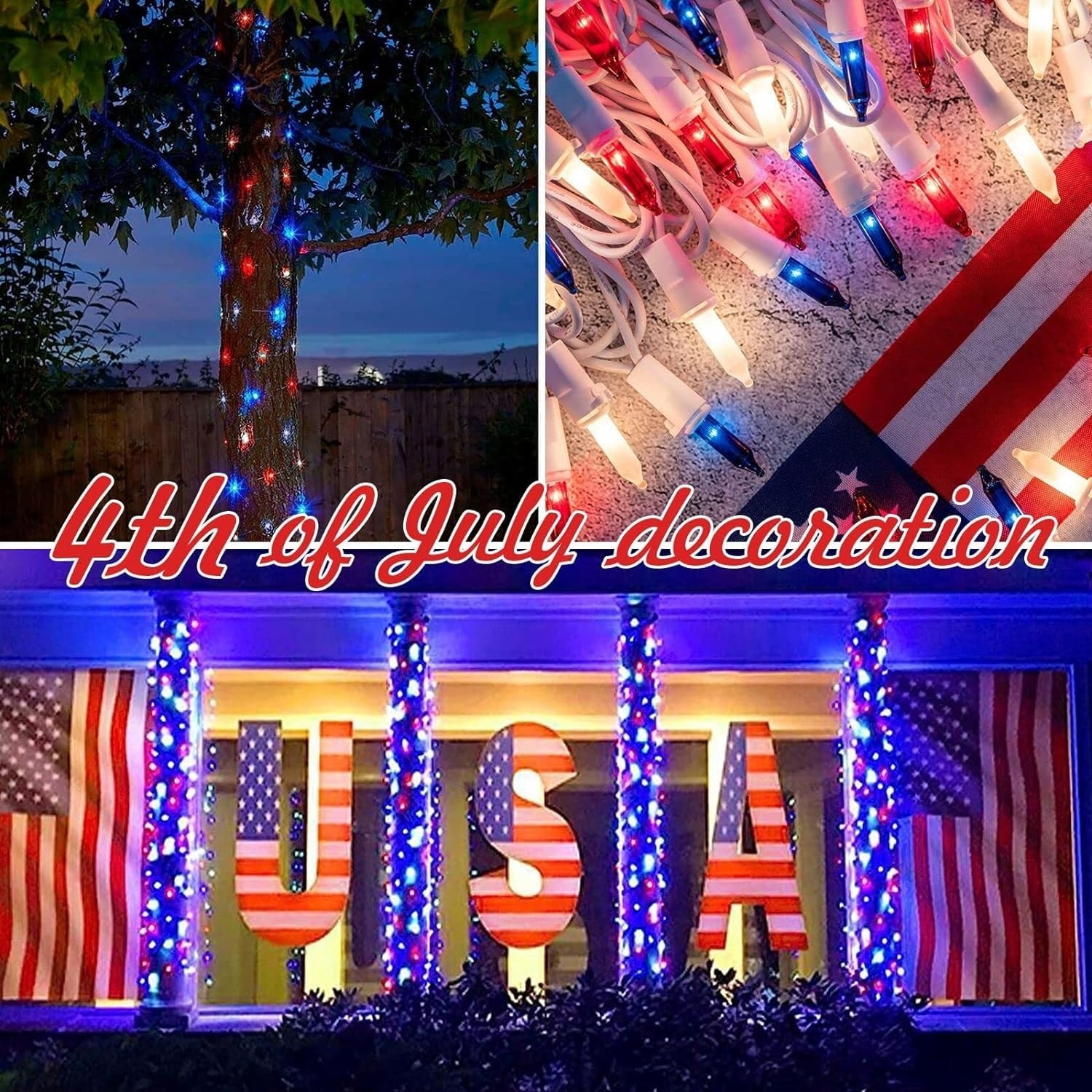 Lukvuzo 300 Lights Set Red White and Blue Extra Bright Mini String ...