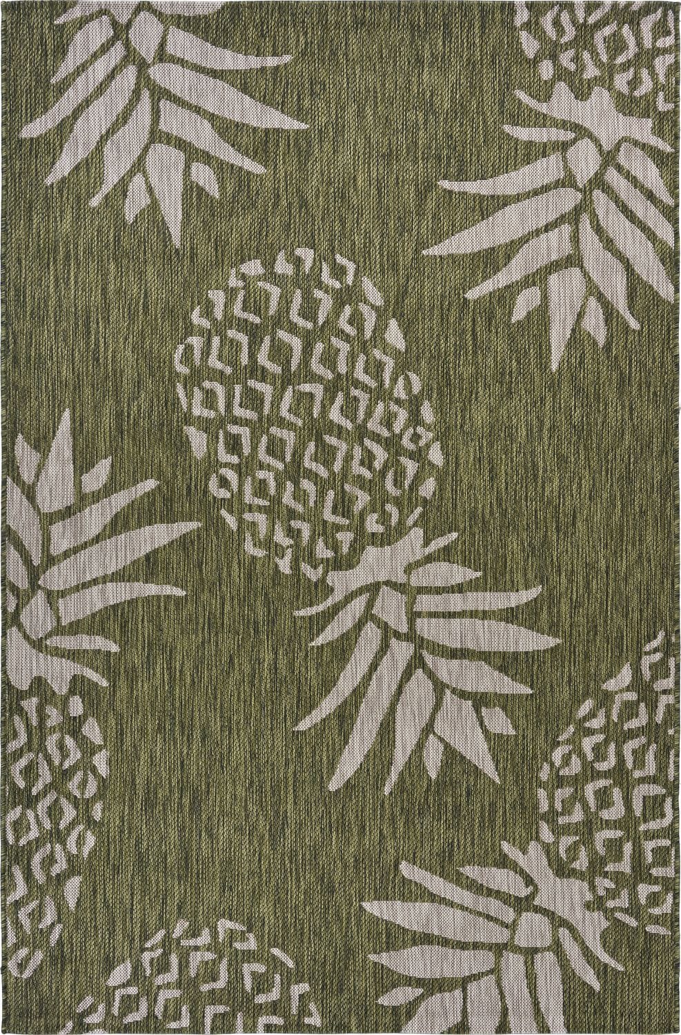 LR Home CATAL81500GRB7999 With a large and fun pattern, this rug makes a great addition to a variety of styles. This rug could easily be put in a sun room, patio space, or dining area. The machine made construction allows this rug to be the perfect fit for high traffic area.
