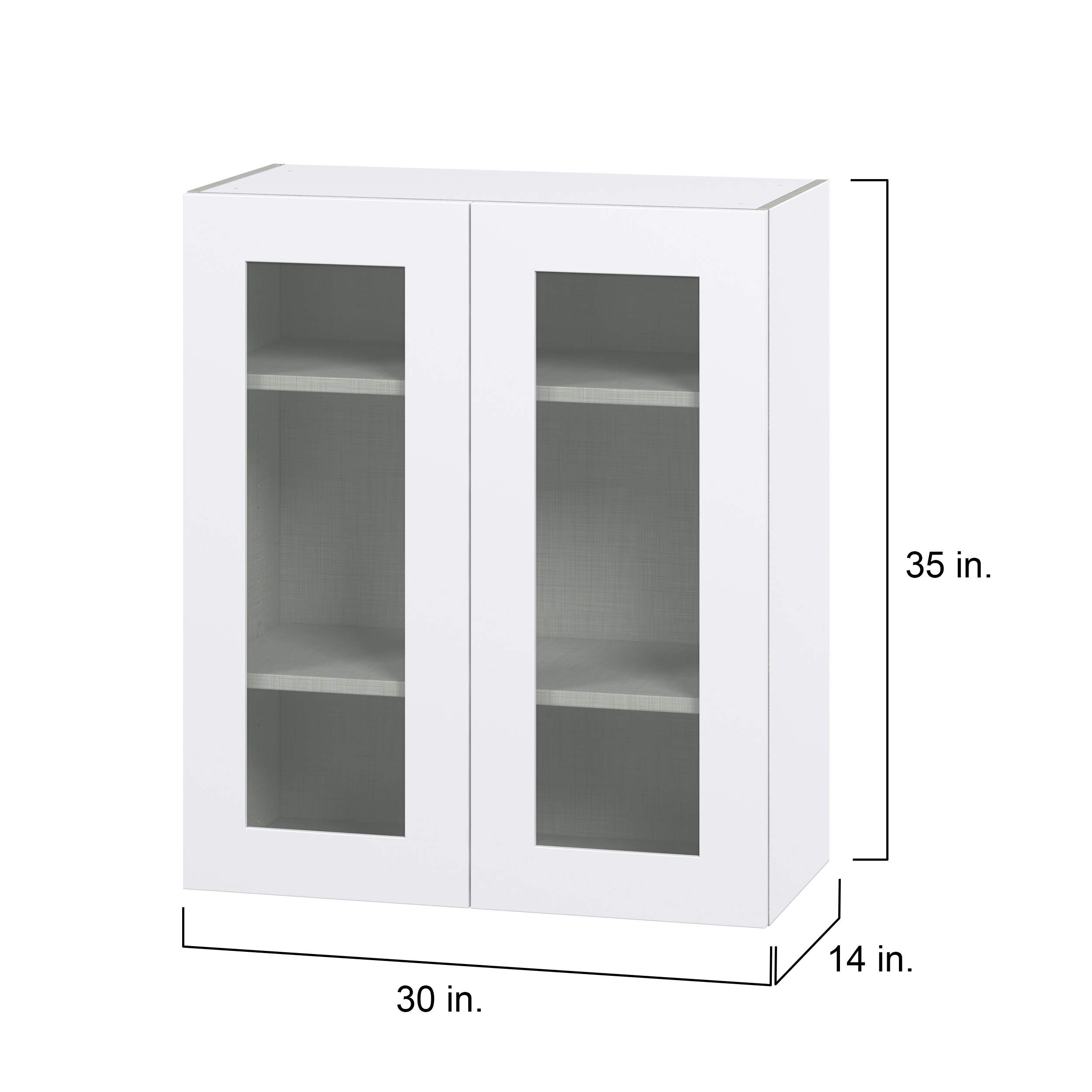 Hugo&Borg Jolie 30-in W x 35-in H x 14-in D Warm White Wall Fully Assembled Cabinet (Glass Panel Shaker Door Style)