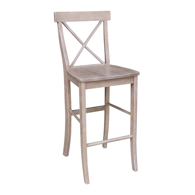 Washed Gray Taupe Bar Height Stool, White Wood X Back Bar Stools