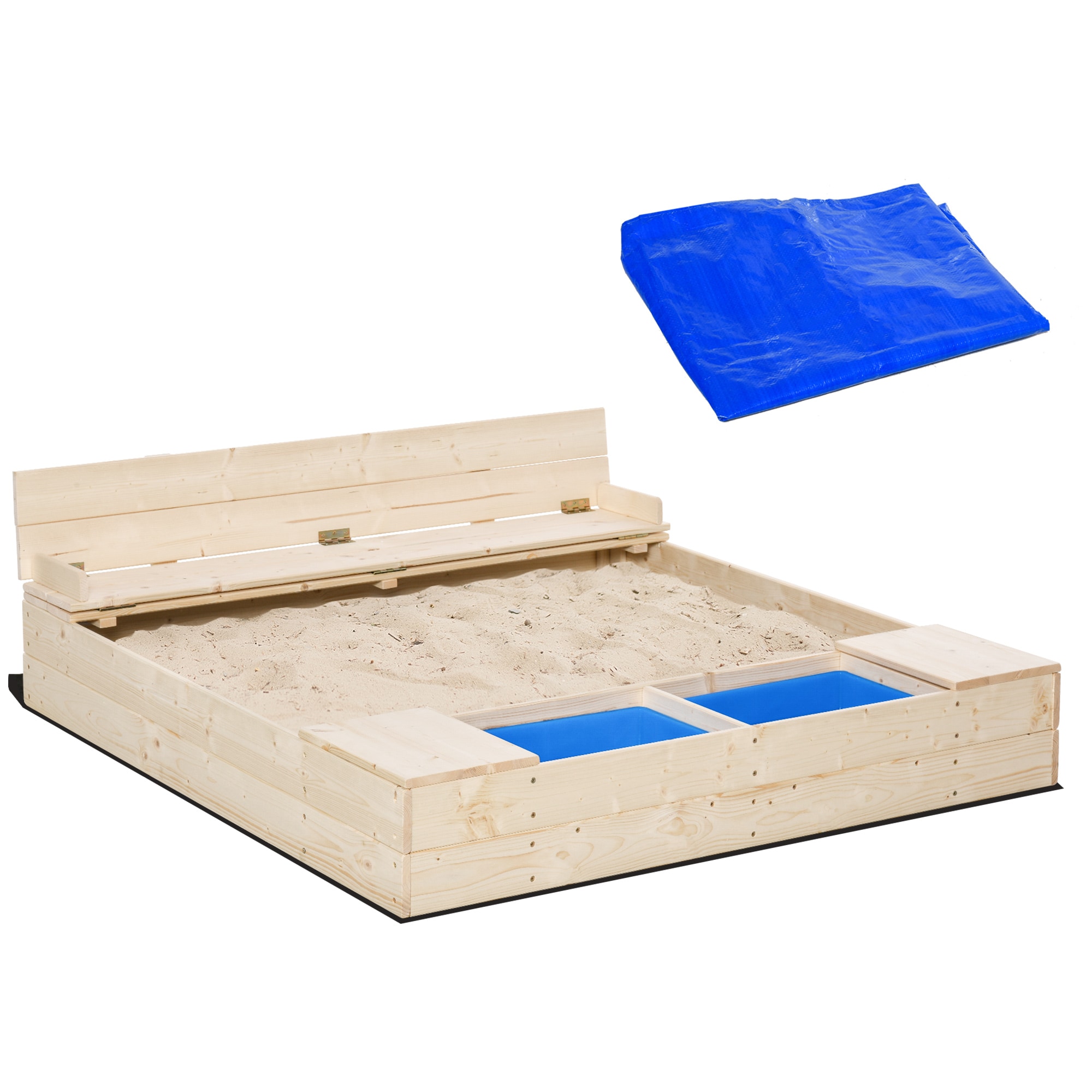 Siavonce XH52506 47.25-in x 47.25-in Brown Irregular Wood Sandbox