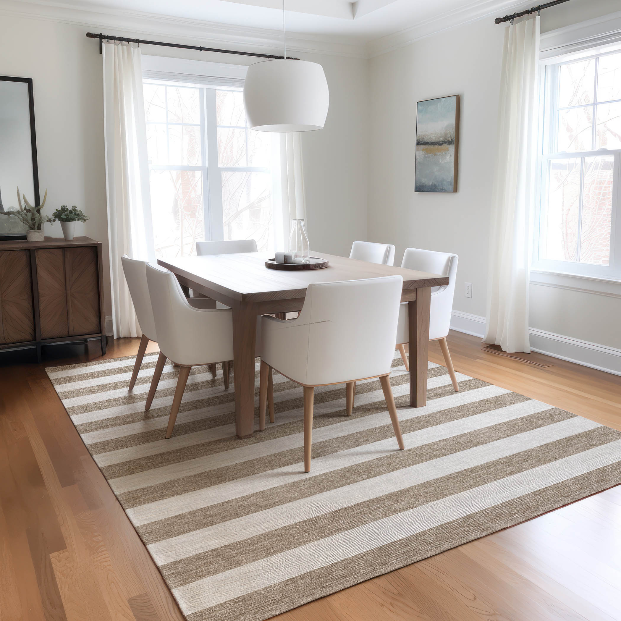 Addison Rugs ACN528TP9X12 Chantille ACN528TP 9 x 12 (ft) Polyester Taupe Rectangular Indoor/Outdoor Stripe Machine washable Area rug