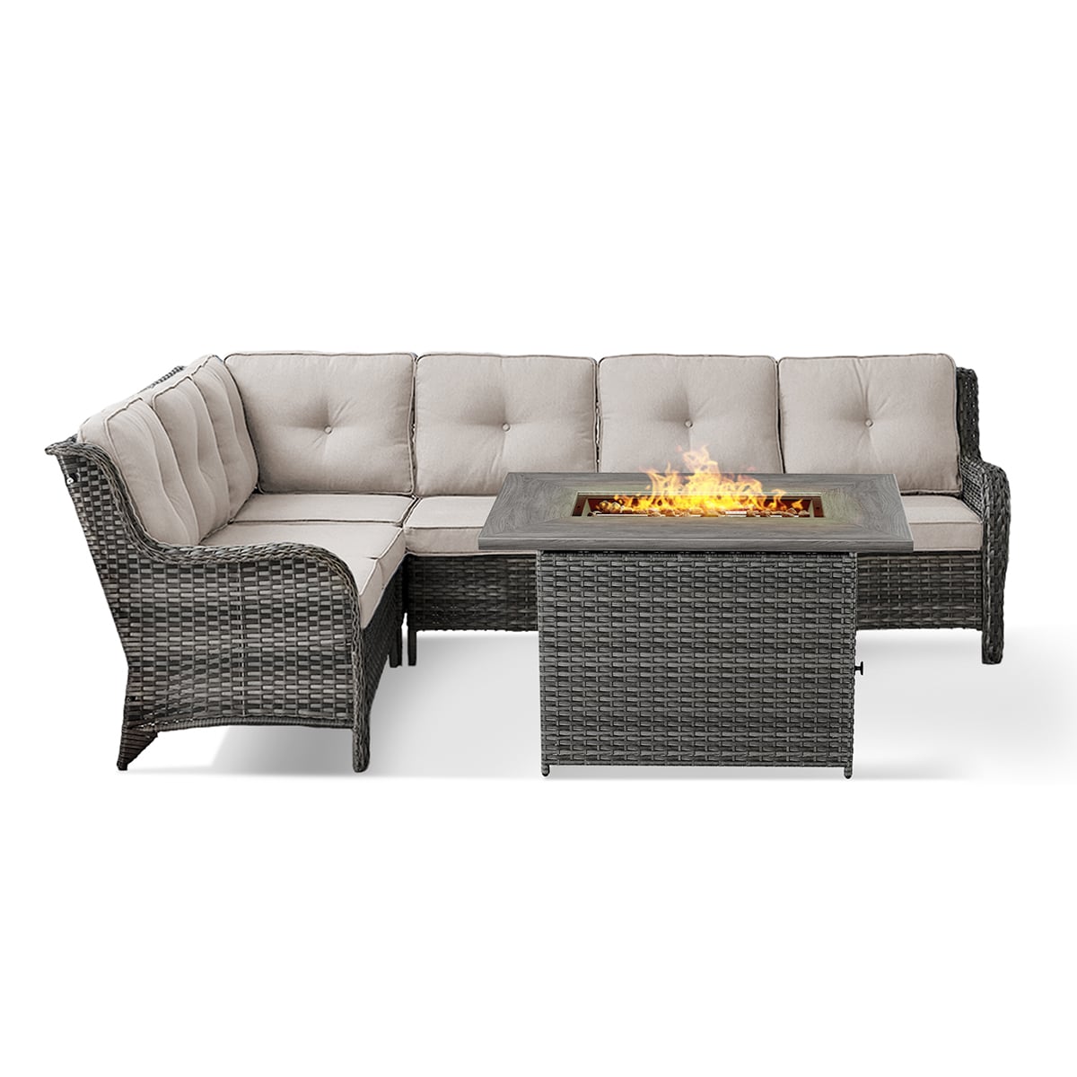 Rilyson FS145APGY13-2 ASPEN 2 -Piece Woven Patio Conversation Set with Off-white Cushions