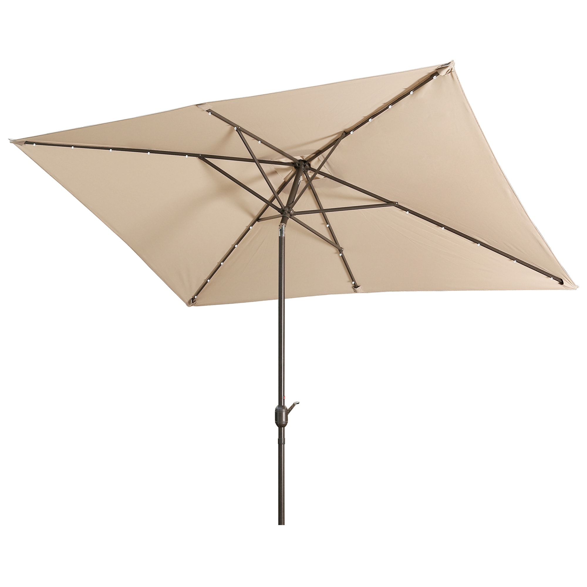CASAINC FM-001BG 10-ft Aluminum Tan Crank Market Patio Umbrella with Lights