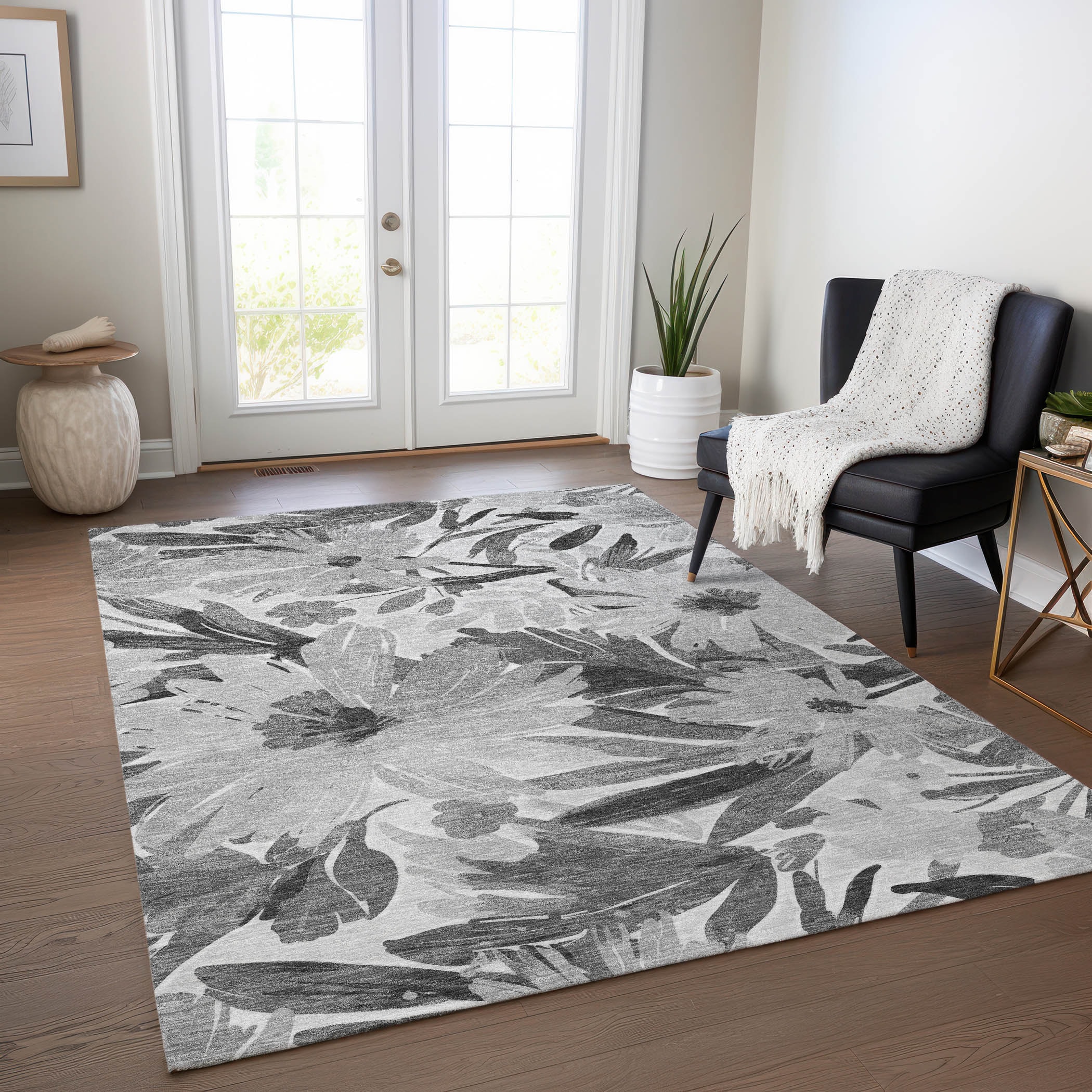 Addison Rugs ACN1483GY8X10 Chantille ACN1483GY 8 x 10 (ft) Polyester Gray Rectangular Indoor/Outdoor Geometric Machine washable Area rug