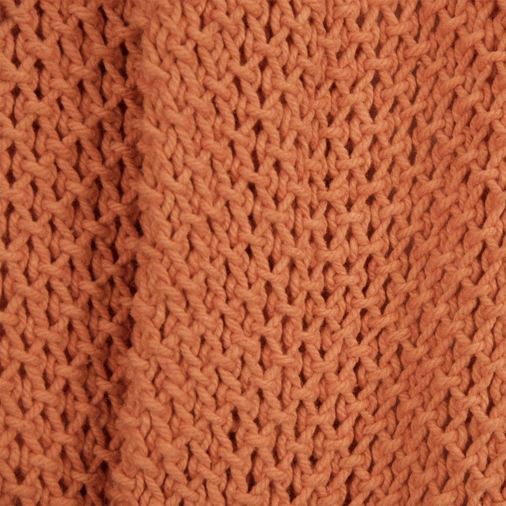 Orange Woven Cotton Throw with Tassels