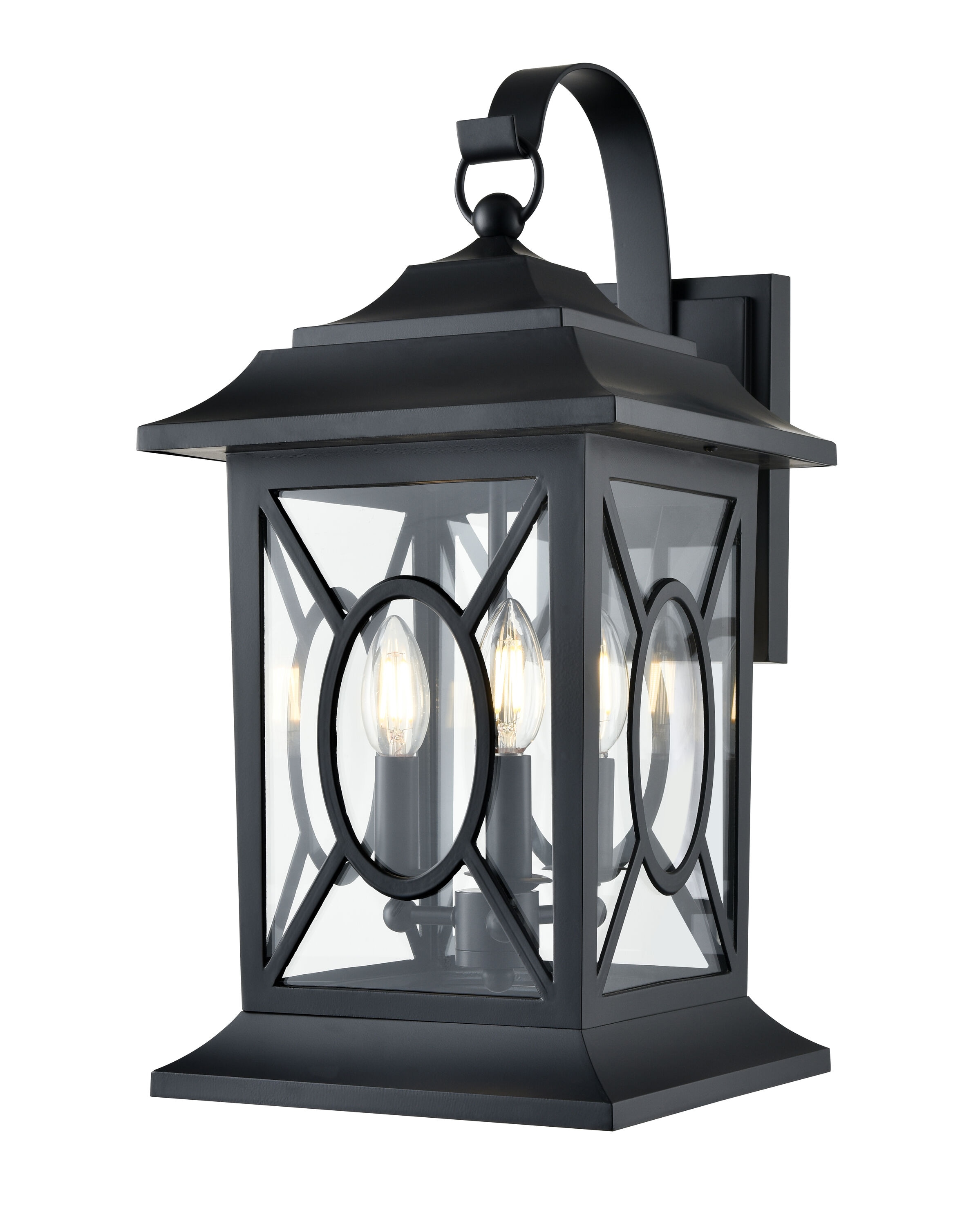 Millennium Lighting 85103-PBK Allbert 3 -Light 20.33-in H Matte Black Hardwired Outdoor Wall Light