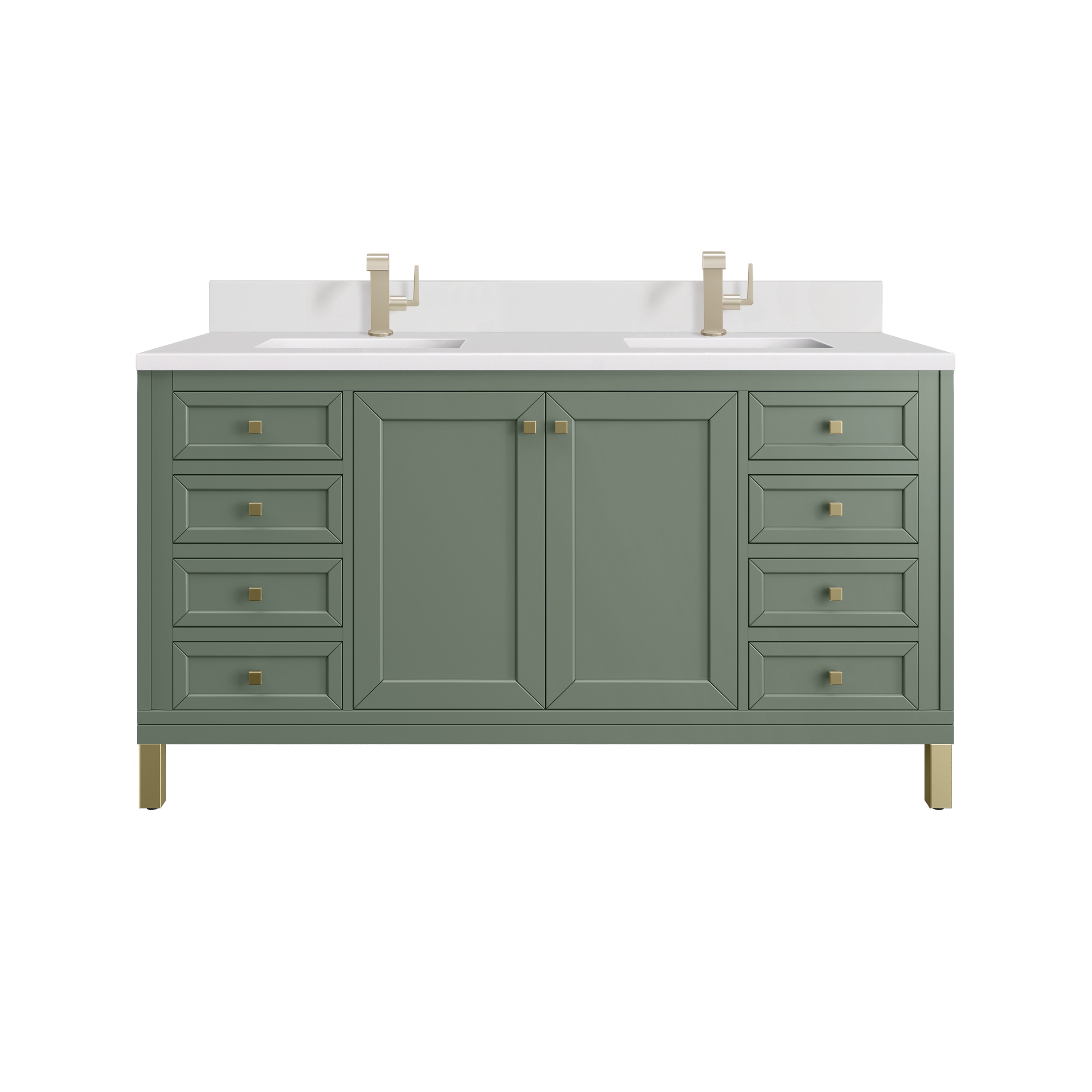 James Martin Vanities 305-V60D-SC-1WZ Chicago 60-in Smokey Celadon Undermount Double Sink Bathroom Vanity with White Zeus Quartz Top