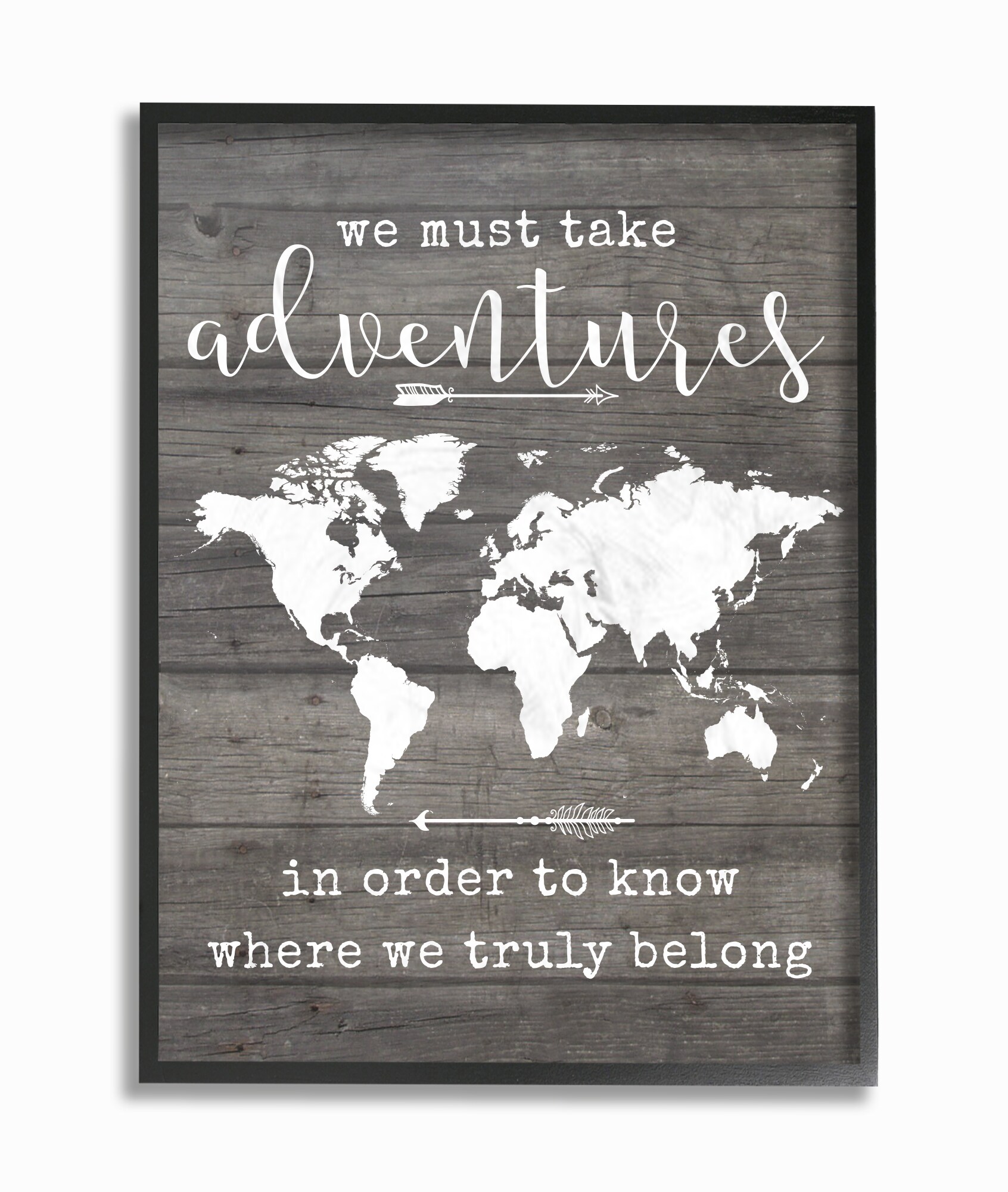 Stupell Industries RWP-119-FR-16X20 Take Adventures Map Lettered and Lined Framed 20-in H x 16-in W Abstract Print