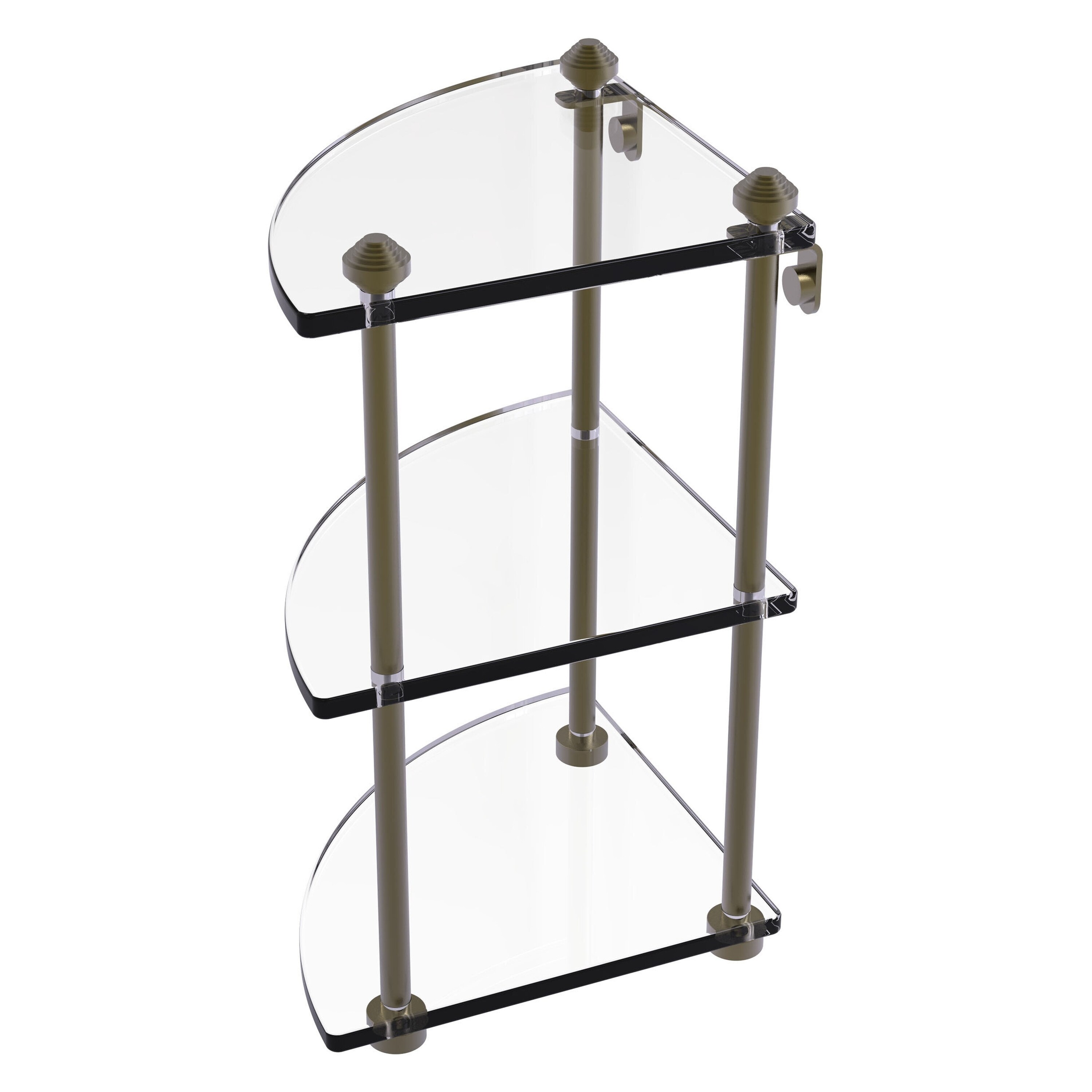 Allied Brass SB-6-ABR Southbeach Antique Brass 3 -Tier Wall mount Corner Bathroom Shelf ( 8-in x 15-in x 8-in )