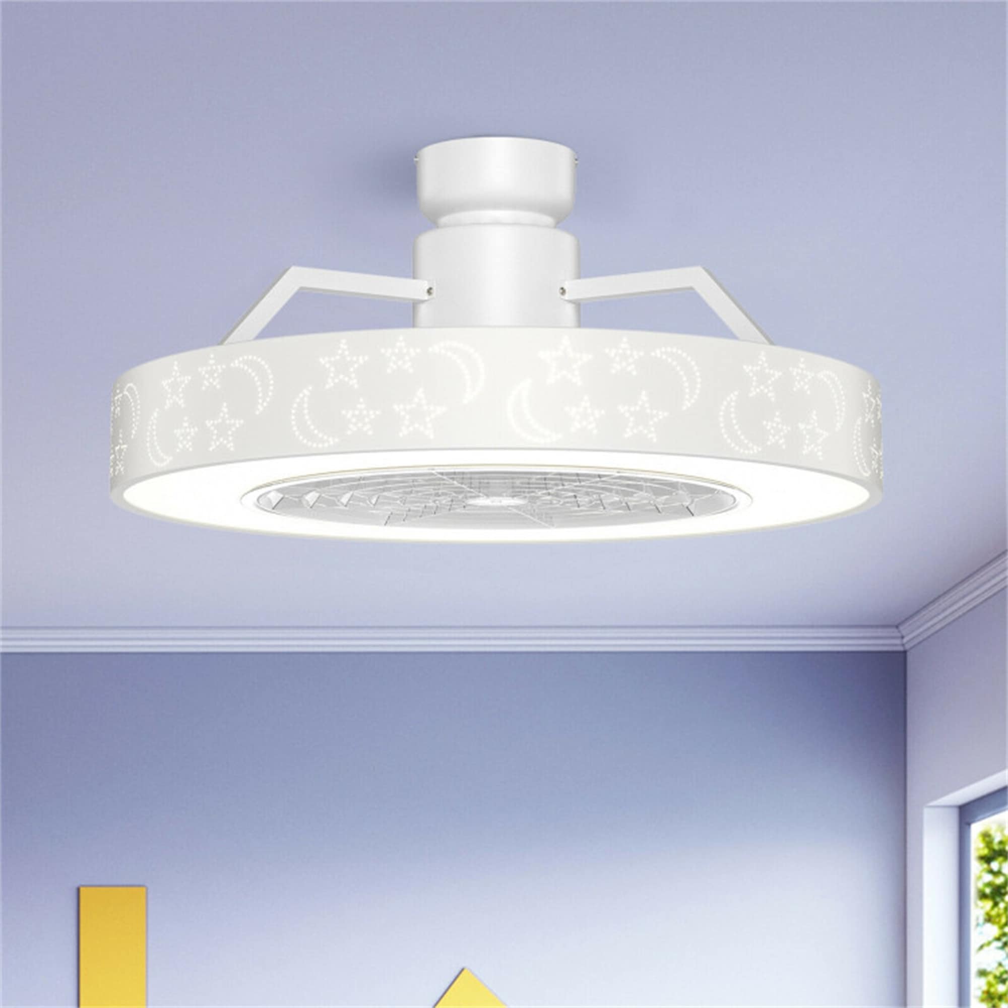 BABOOM BOM-07US-WH-CO 23-in Color-Changing White with ABS Blades Fandelier Ceiling Fan With Light - Remote Included ( 5 -Blade )