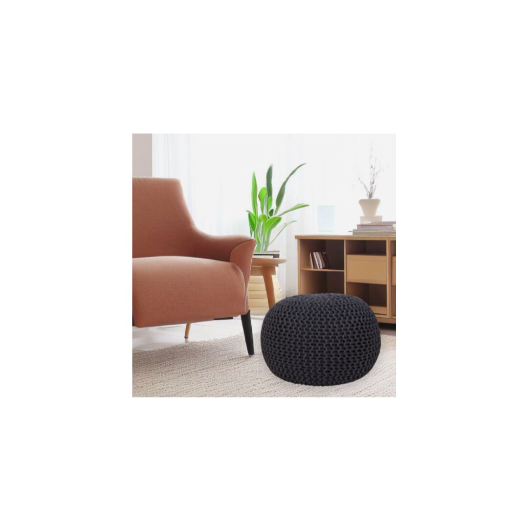 Timberbrook LPJJS01170 Lychee Large knitted Pouf- Grey (22X22X16 inches)