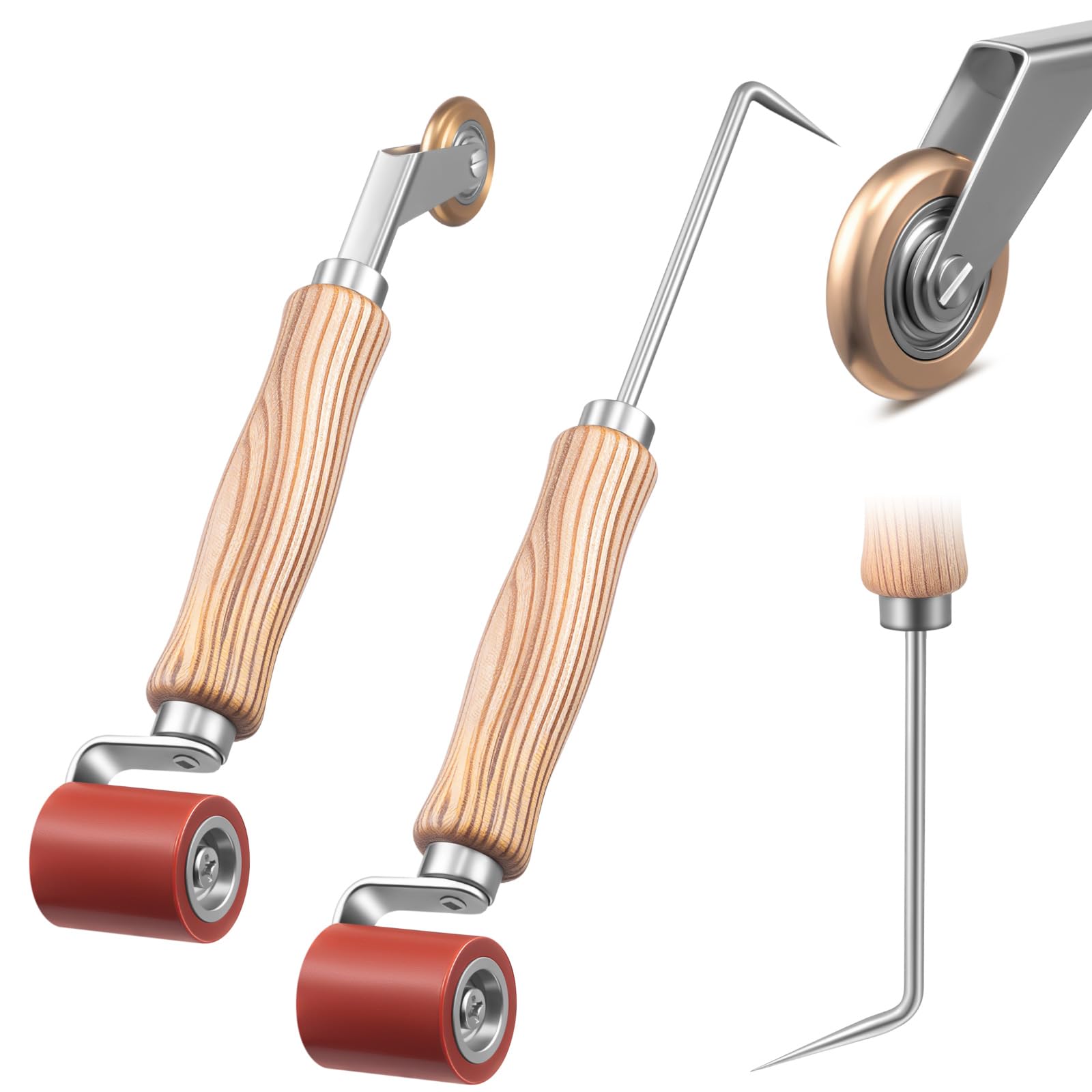 LAIFUCAM - 2 pcs Seam Roller with Tester Probe Silicone Roller and Brass Detail Tool for PVC EPD...