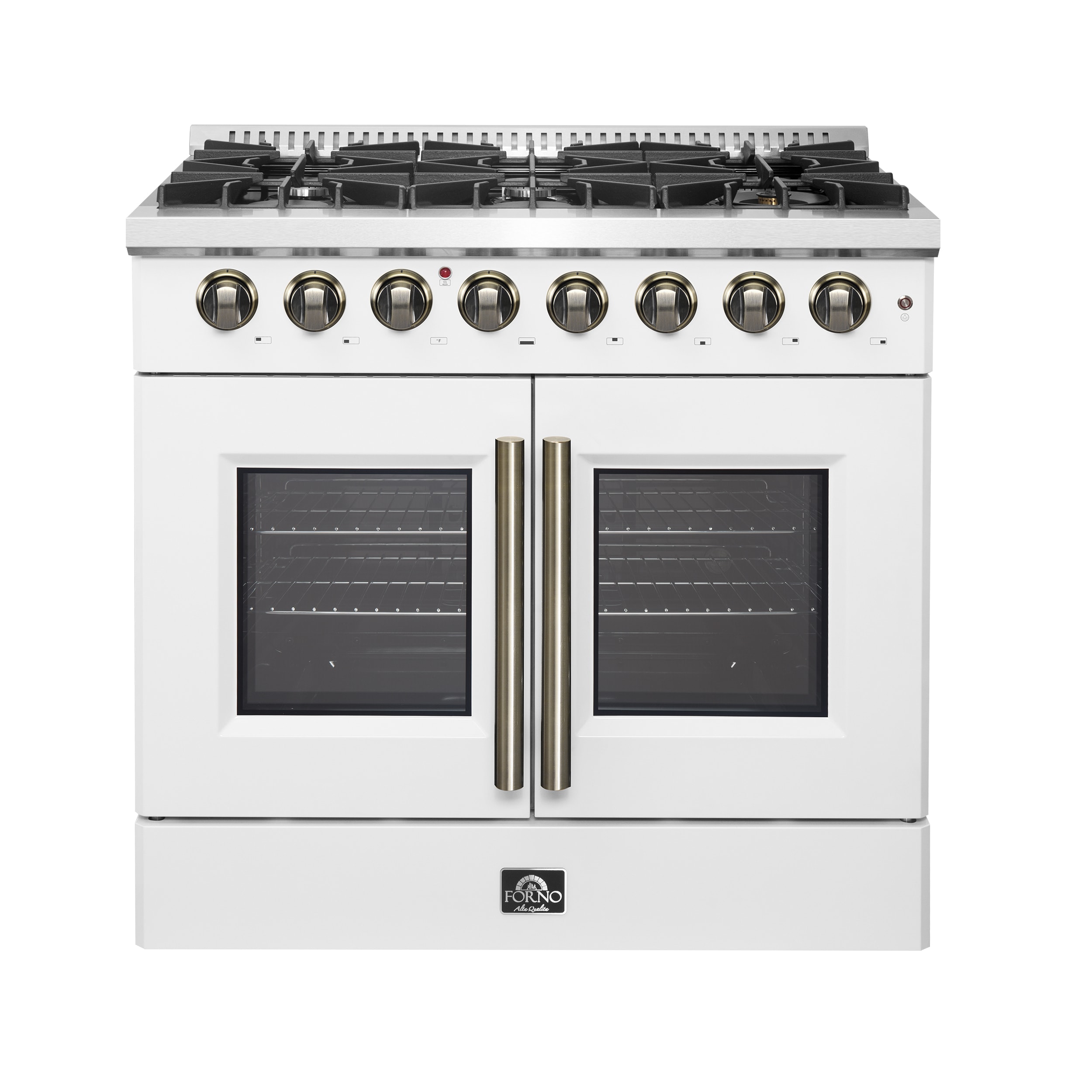 FORNO Galiano 36-in Deep recessed 6 burners Convection Oven Freestanding Dual Fuel Range ( White )