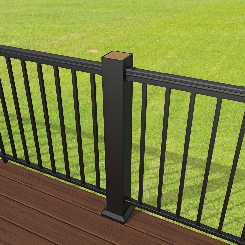 Freedom 4.25-in X 4.85-in X 3-ft Matte Black Aluminum Deck Post Sleeve 