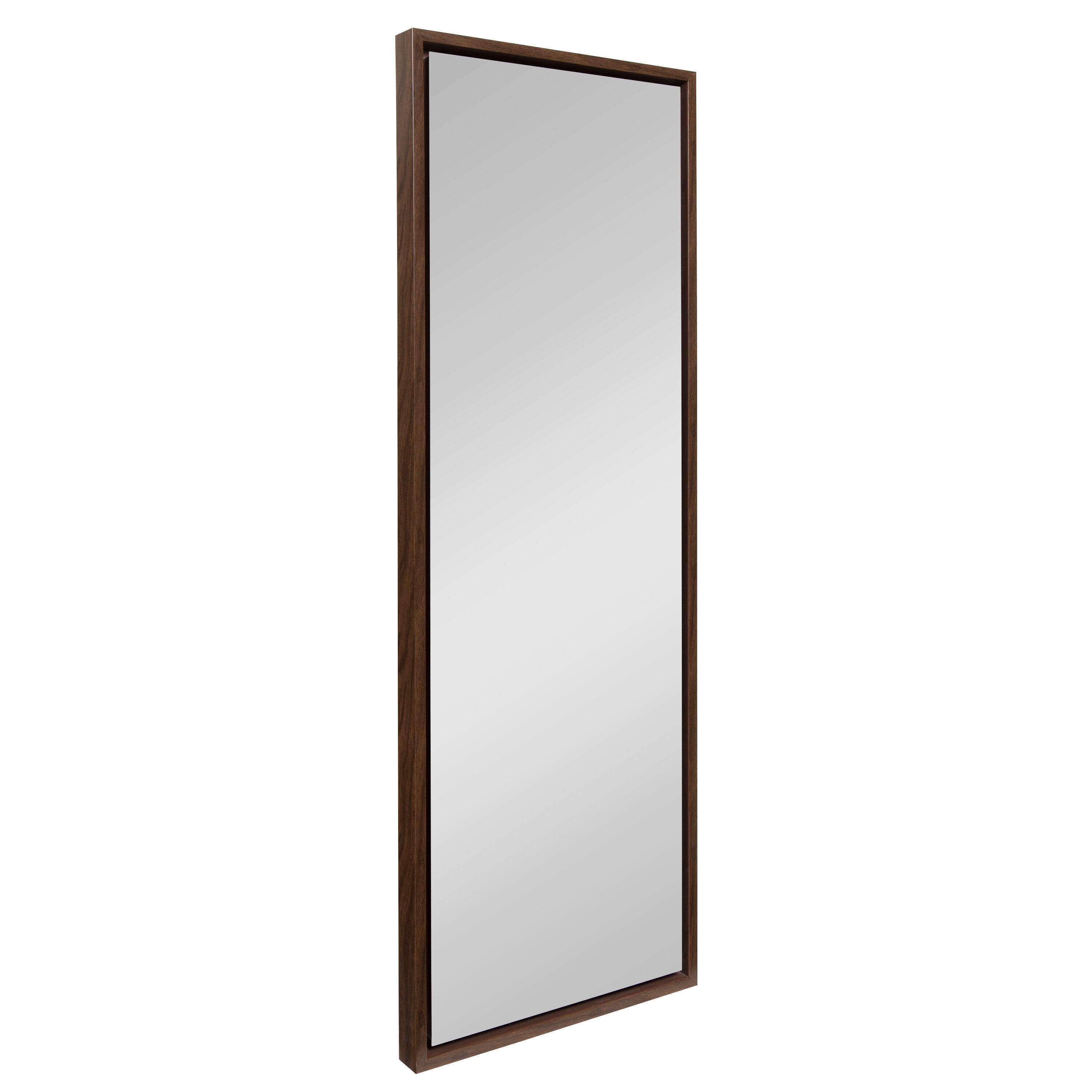 Kate and Laurel 213743 Evans 16-in W x 48-in H Rectangle Walnut Brown Framed Full Length Wall Mirror