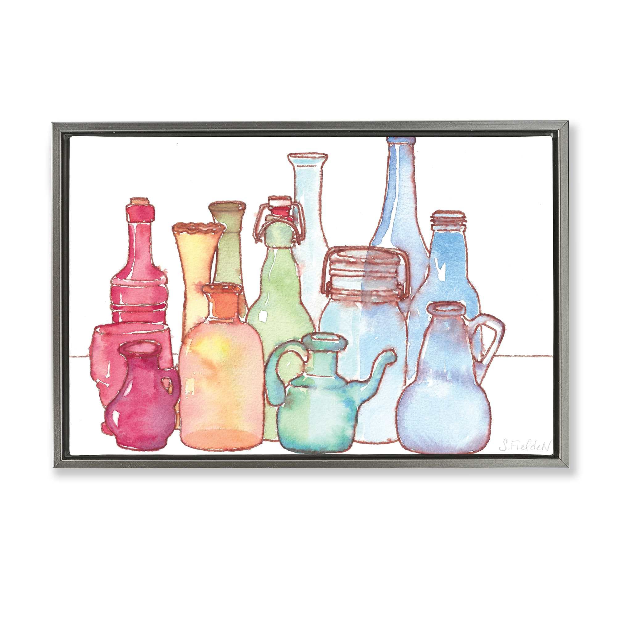Stupell Industries BS-579-FFL-20X30 Colorful Vases Collection Floating Frame design by Stephanie Fielden