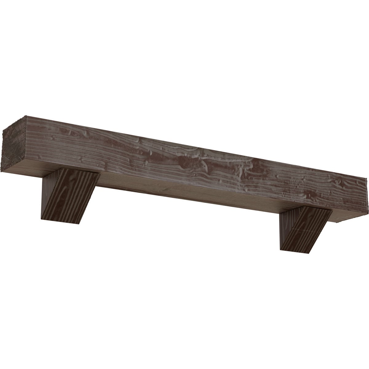 Ekena Millwork MANUSD08X10X60BKAE 60-in W x 8-in H x 10-in D Pecan (Aged) Hollow Urethane Rustic Fireplace Mantel