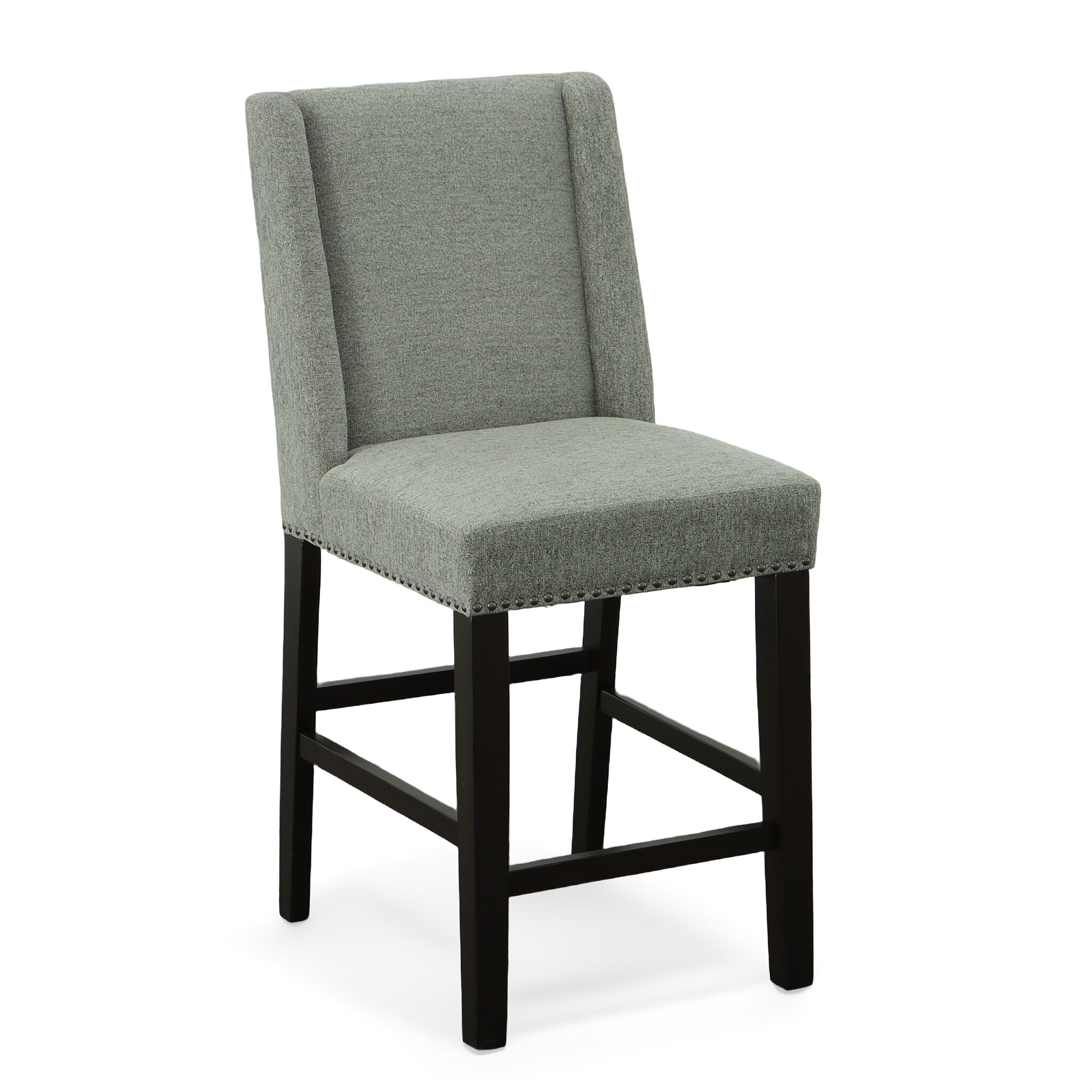 Carolina Cottage HM9003-24CGRESP Set of 2 Charcoal/Espresso 25-in H Counter height (24-in to 27-in) Square Seat Upholstered Wood Bar Stool
