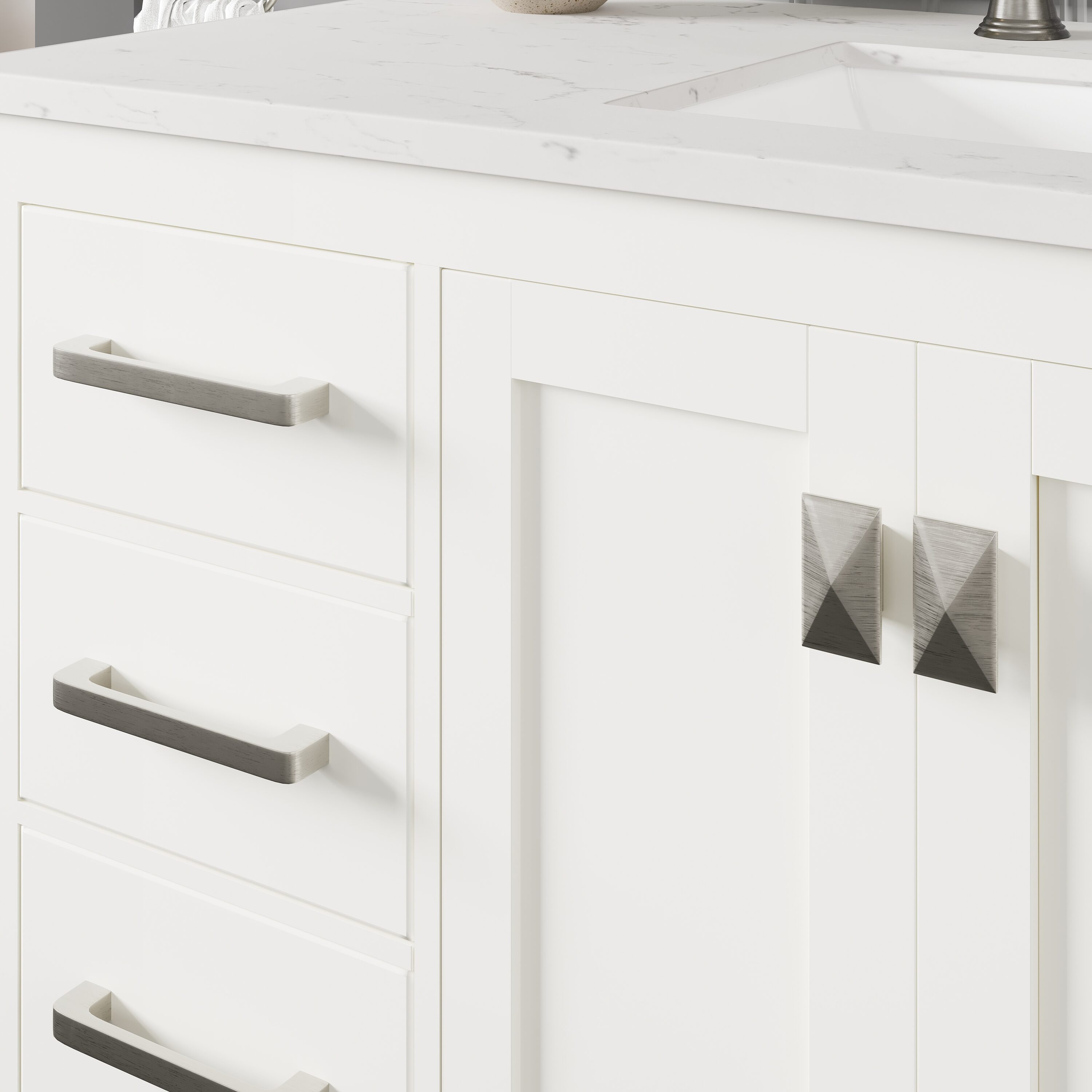Aberdeen 42" White Marble Single Bathroom Vanity