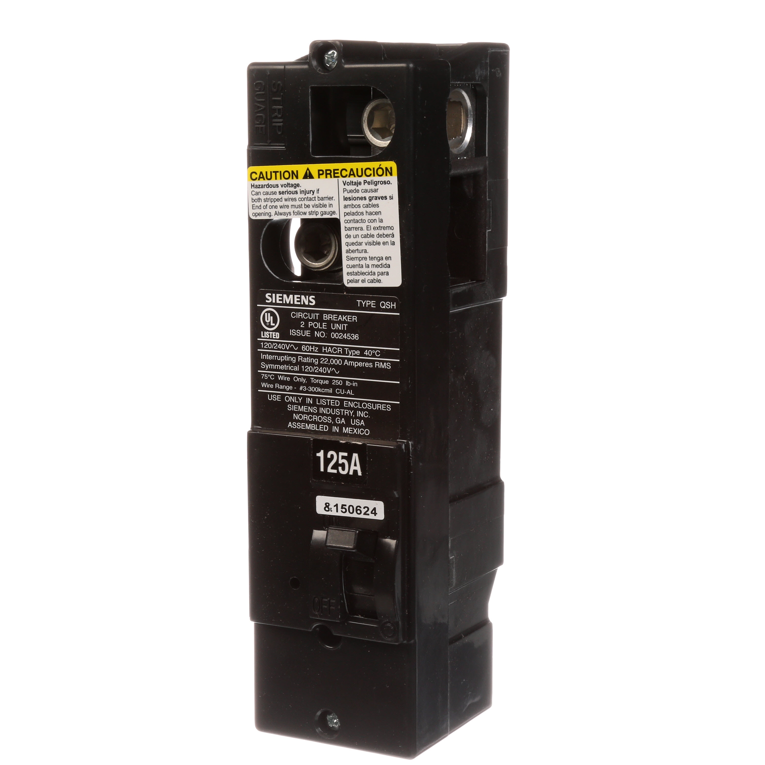 Siemens QS2125H 125-amp 2 -Pole Main Circuit Breaker