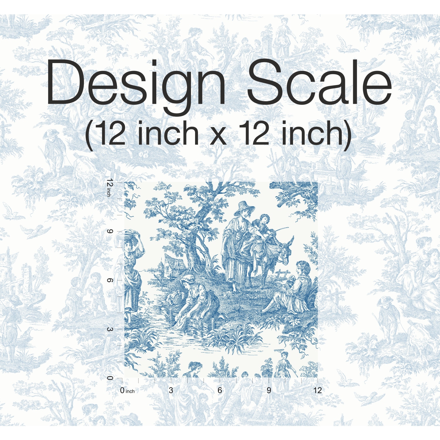 Blue and White Vinyl Peel & Stick Toile Wallpaper Roll