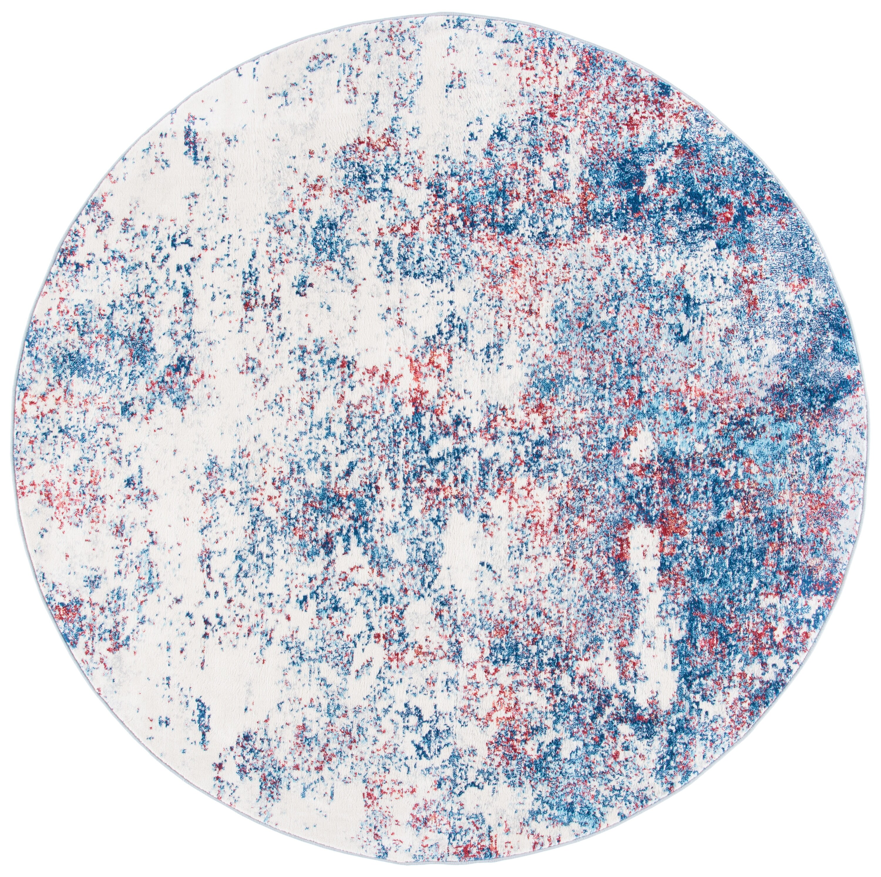 Safavieh BNT822N-7R Brentwood Malissie 7 x 7 (ft) Loomed Polypropylene Navy/Red Round Indoor Distressed/Overdyed Bohemian/Eclectic Area rug