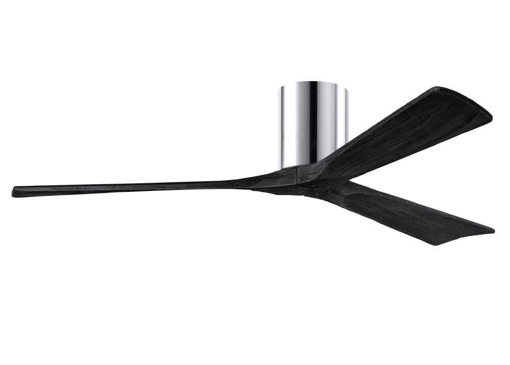 Matthews Fan Company IR3H-CR-BK-60 Irene-3H 60-in Outdoor Flush Mount Polished Chrome with Matte Black Blades Ceiling Fan Without Light - Remote Included ( 3 -Blade )