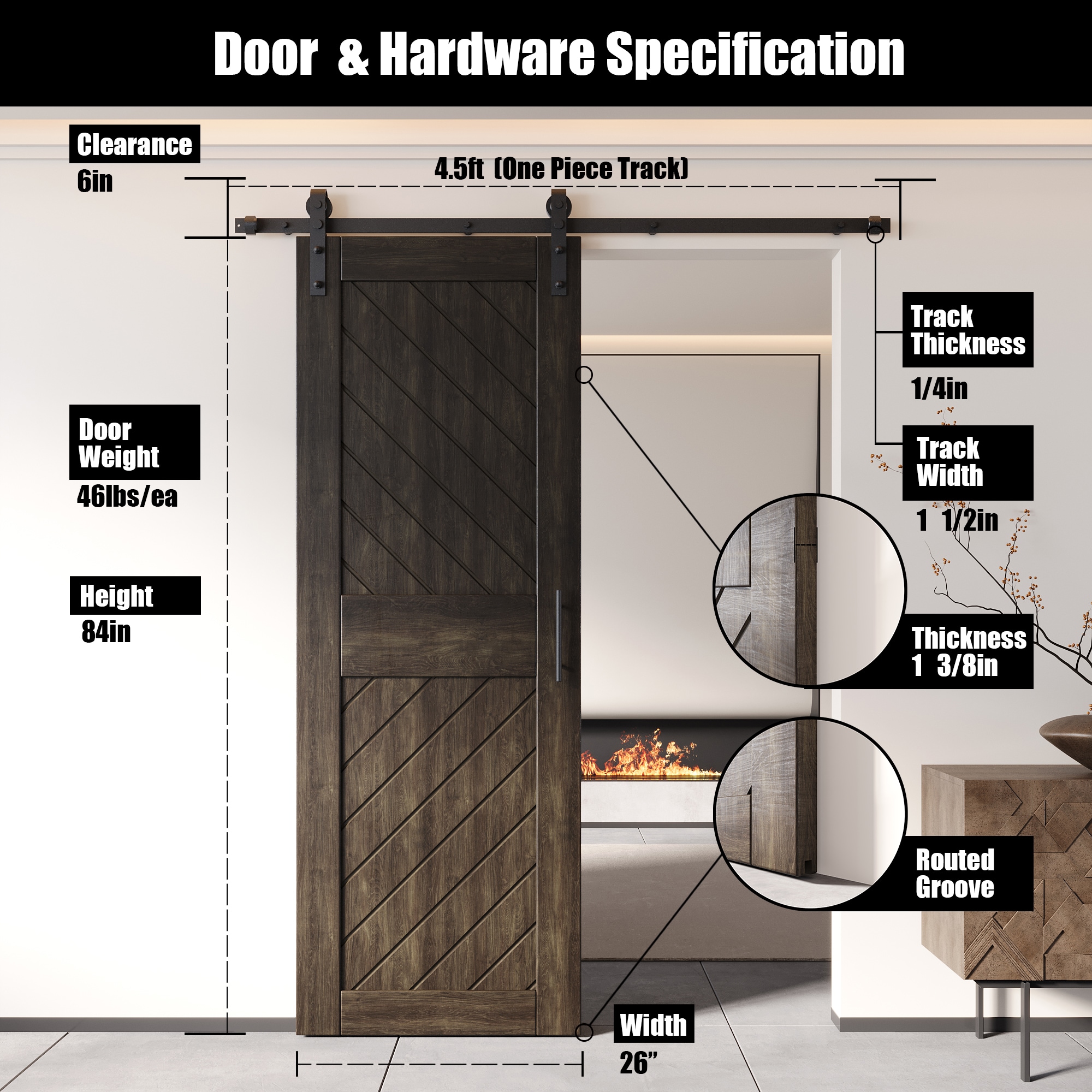 HOMACER YT1H054C-XT4-2684-EB Barn-Doors - View #2