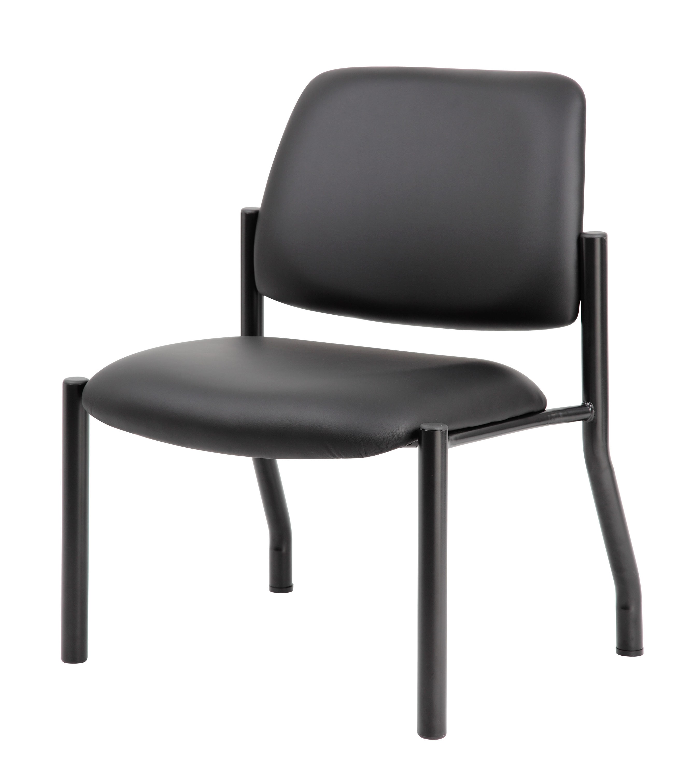 Sleek Mid-Back Armless Guest Chair in Antimicrobial Black Vinyl