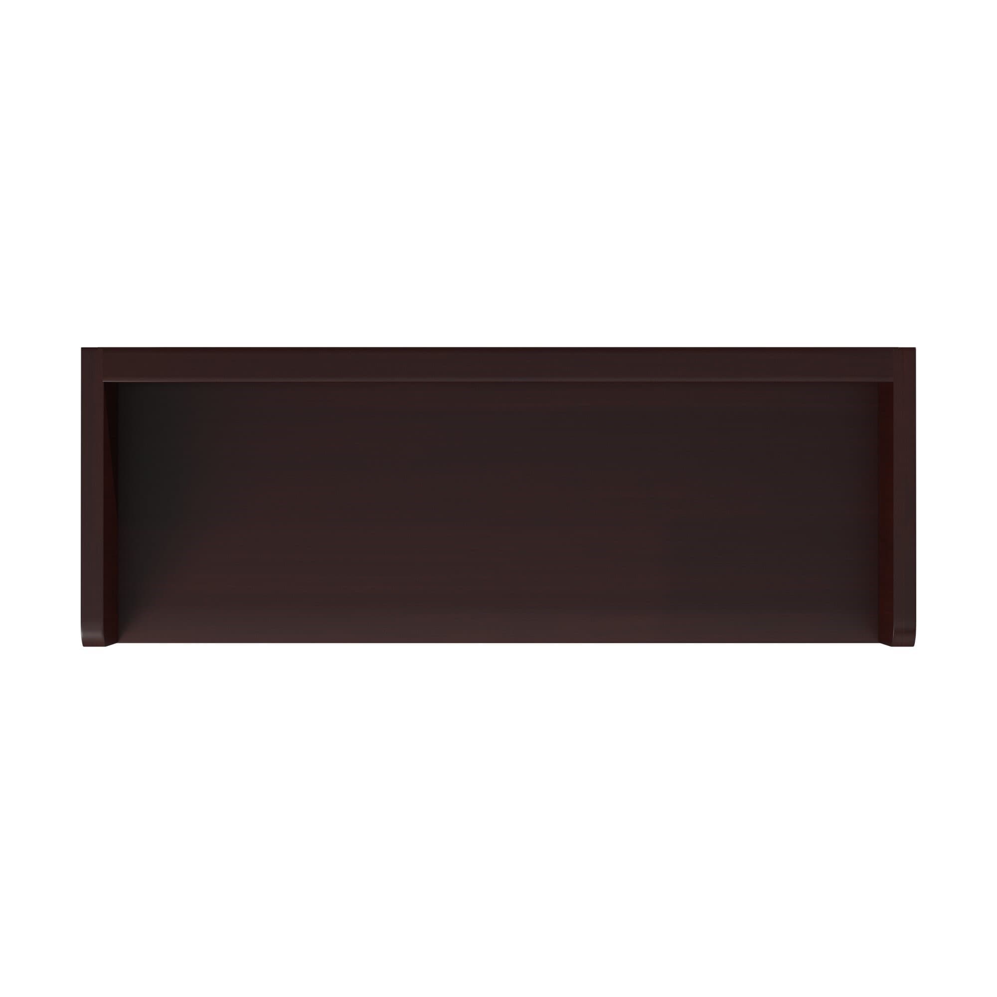 Espresso Wood Wall-Mounted Bathroom Shelf with Towel Rod