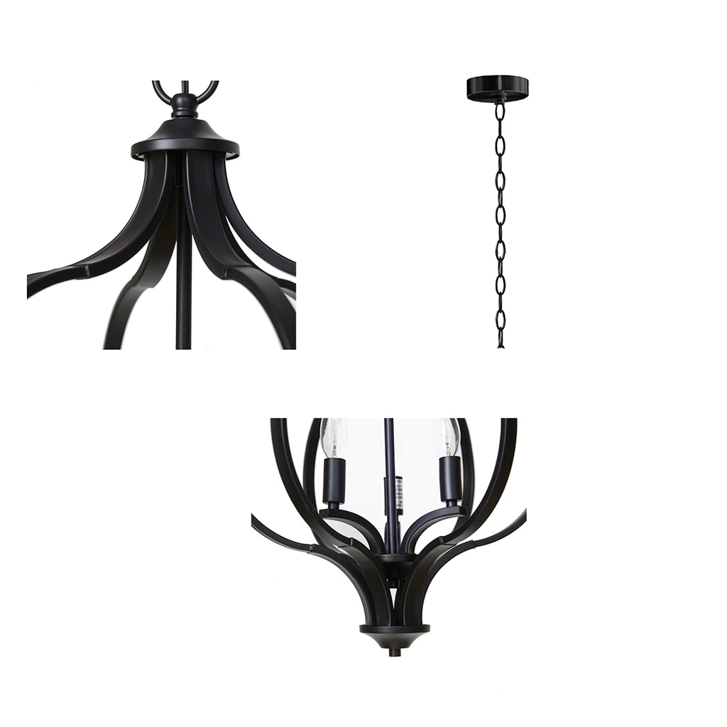 Nava Black Metal 3-Light Candle Chandelier with Adjustable Chain