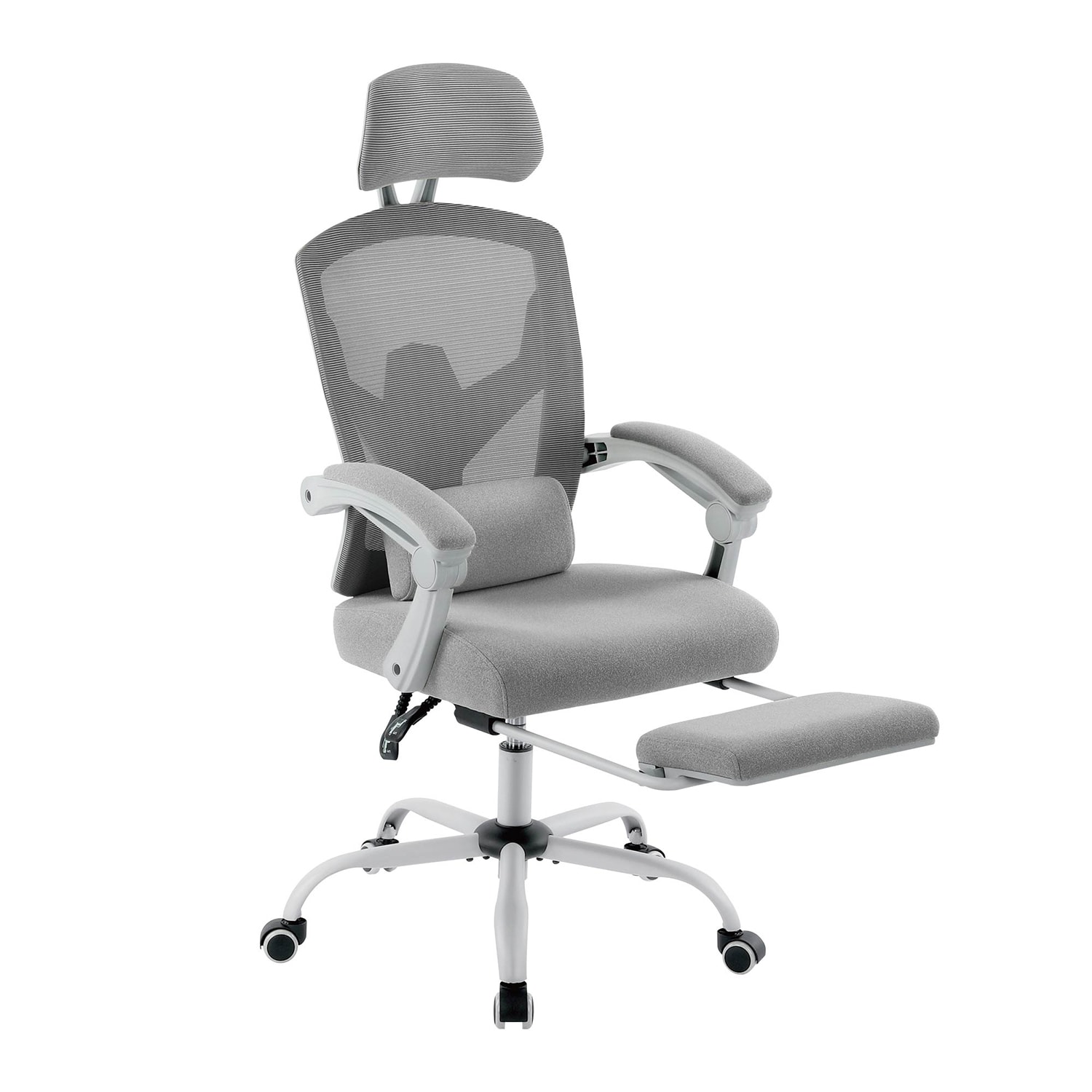 GZMR Mesh High Back Ergonomic Office Chair Gray Contemporary Ergonomic Adjustable Height Swivel Upholstered Desk Chair in the Office Chairs department at Lowes