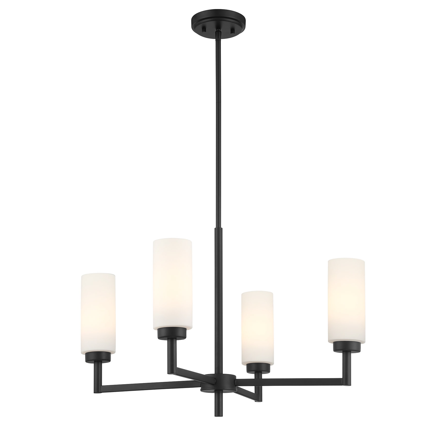 Meridian Lite Trends M100129MBK Meridian 4 -Light Matte Black Modern/contemporary For Use in Bedrooms, Dining Rooms, Foyers, Kitchens, Living Rooms Chandelier