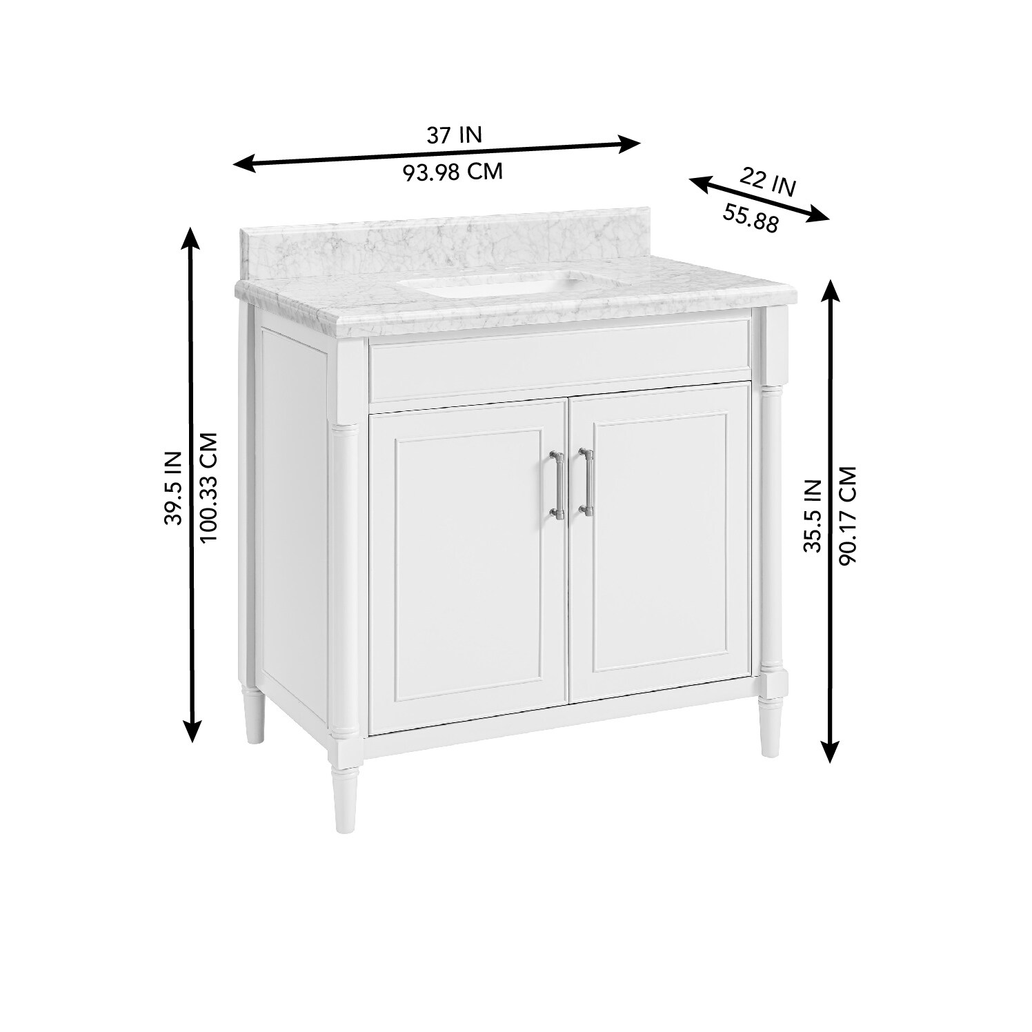 allen + roth Perrella 37-in White Undermount Single Sink Bathroom ...