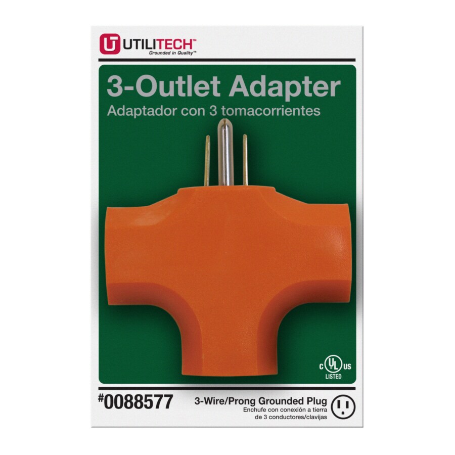 Utilitech UTAD20000 15 -Amp 3-wire grounding Single to triple Orange Basic Standard Adapter