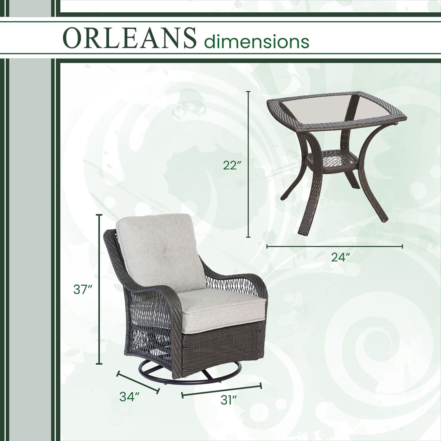 Hanover ORLEANS3PCSW-G-SLV Patio-Conversation-Sets - View #3
