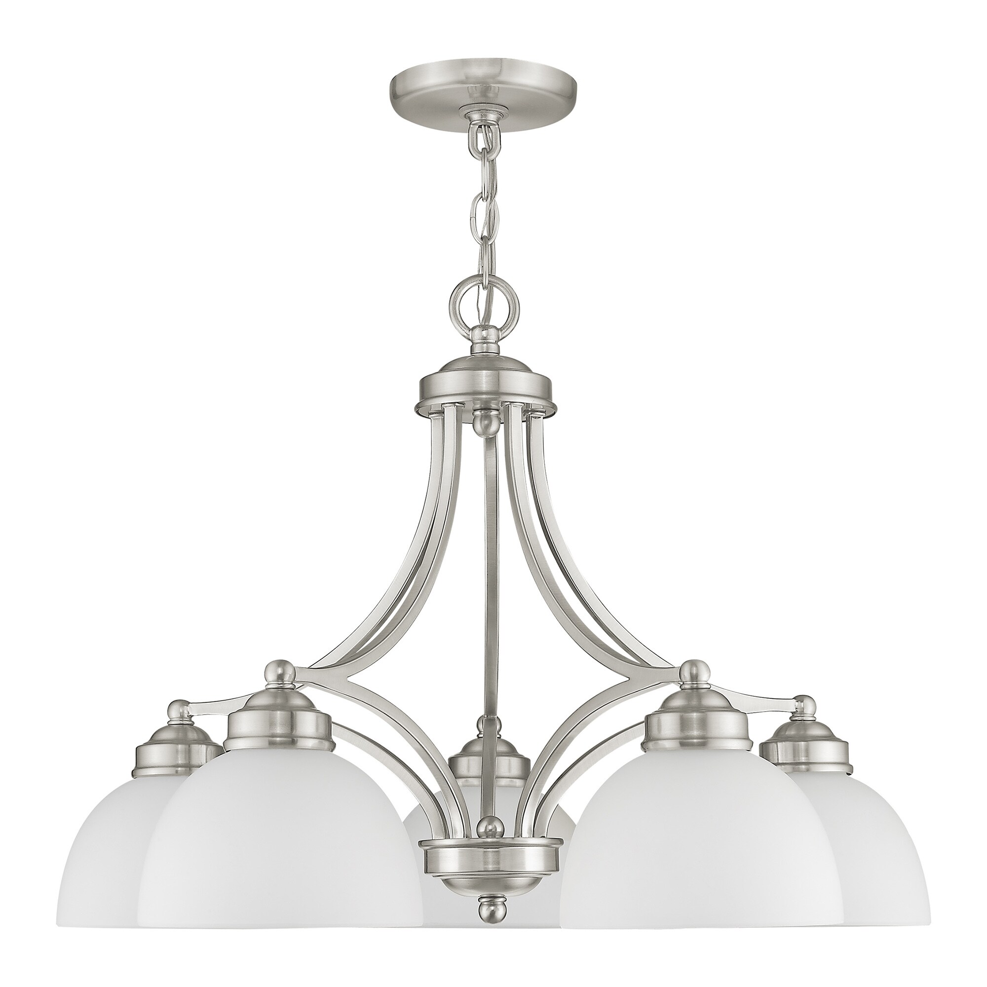 Somerset Elegance 5-Light Chandelier in Brushed Nickel with Satin Glass