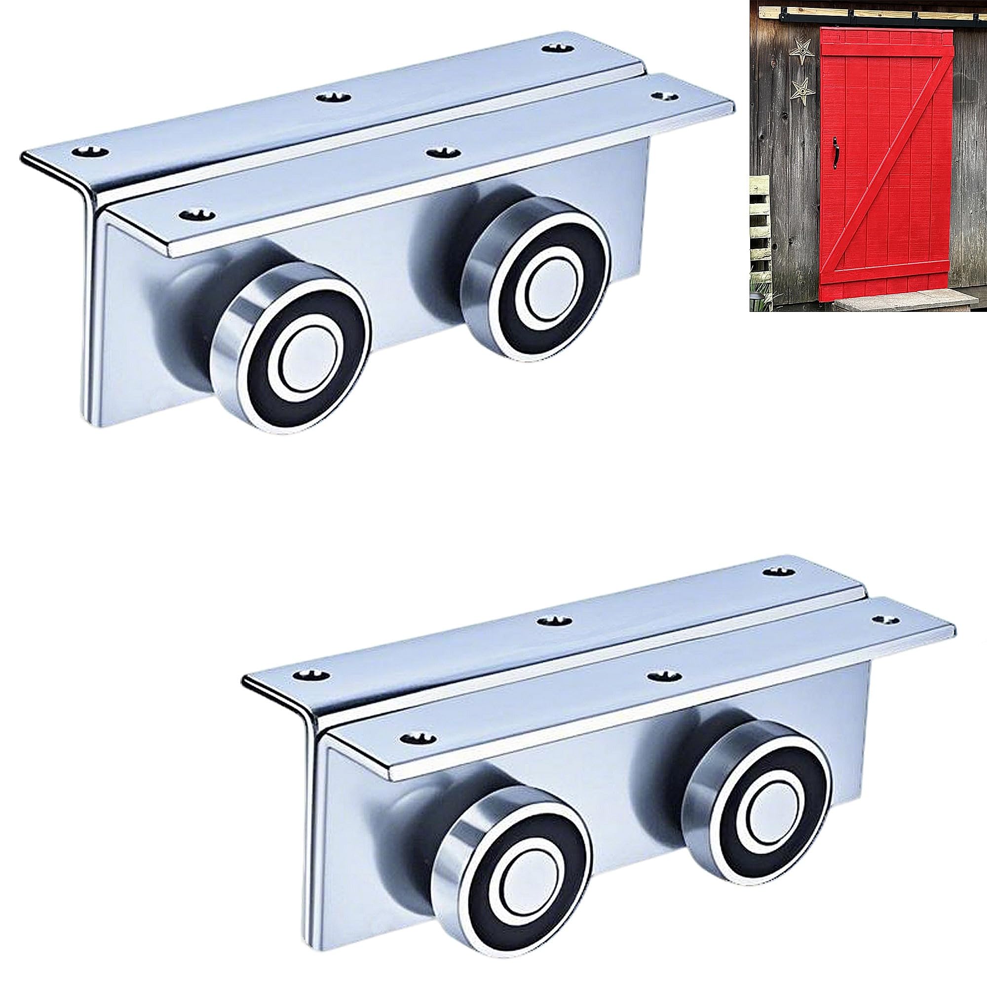 Ahfiwaso  4 Wheel Heavy Duty Trolley Assembly Roller for Barn Doors and Shed Sliding Doors Compatible with 1-5/8 in Wide or Taller Strut Channel
