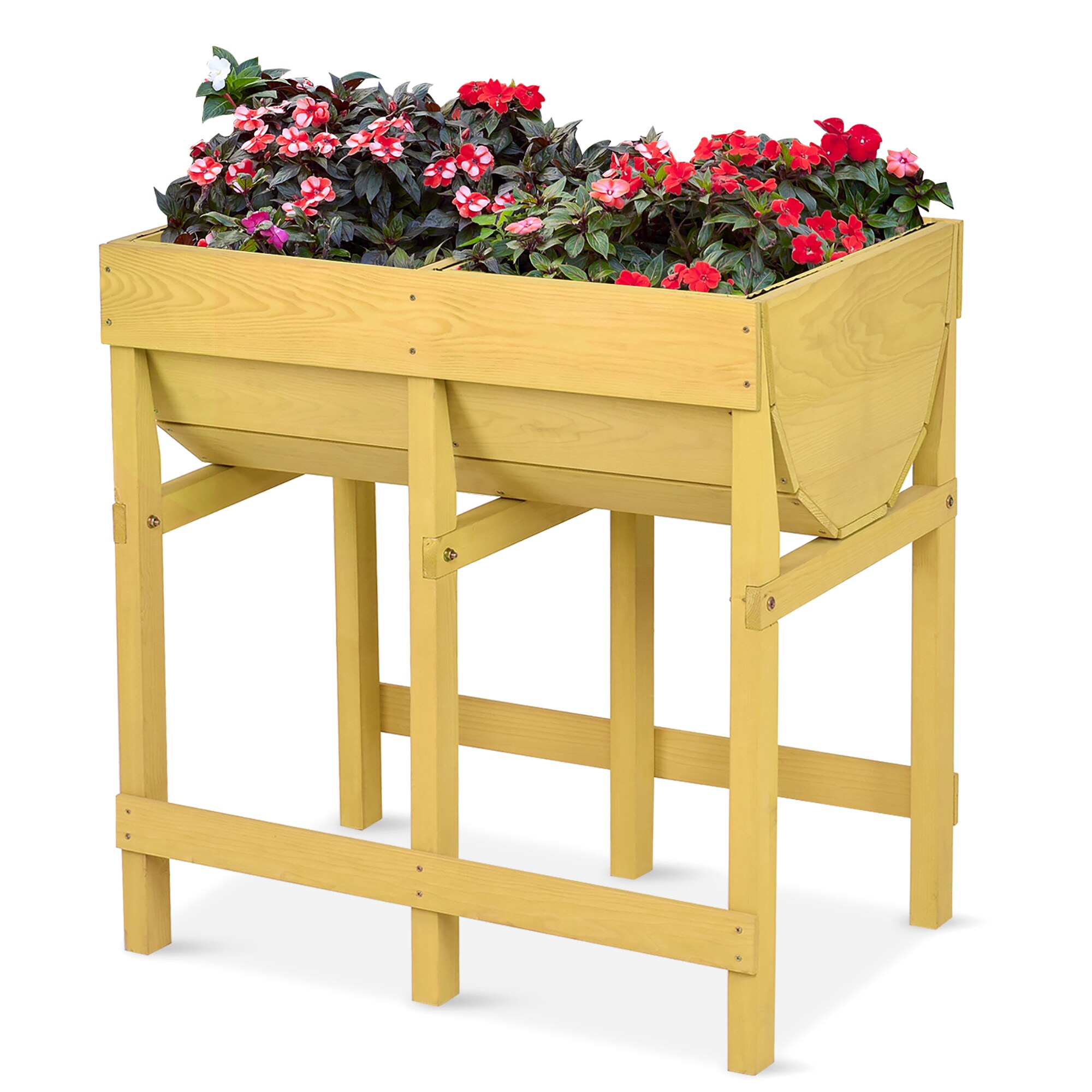 Costway LWS00610 18-in W x 28-in L x 28.5-in H Brown Wood Raised Planter Box