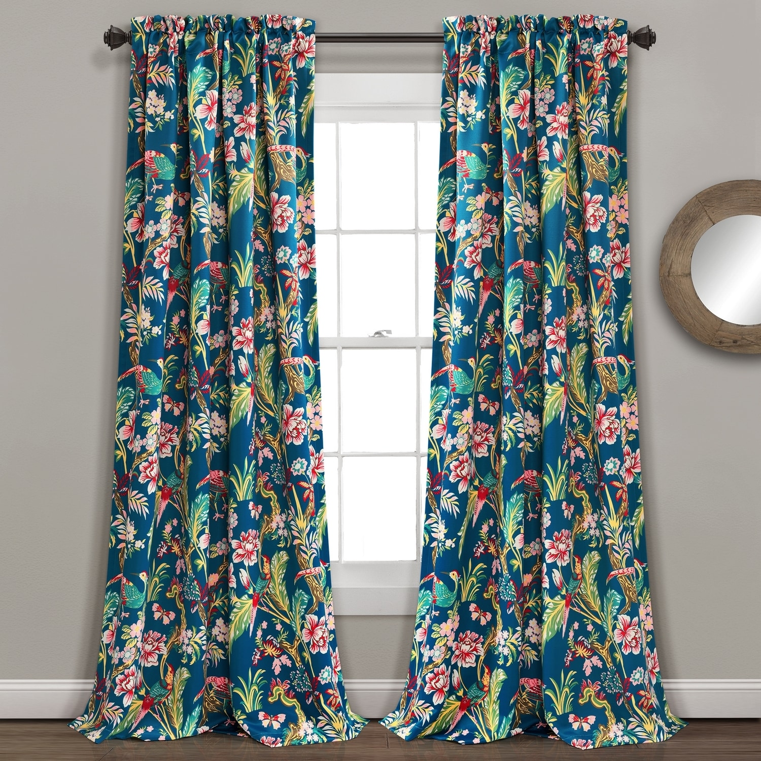 Lush Decor 16T005107 84-Inches Navy Light filtering Rod pocket Curtain panel pair