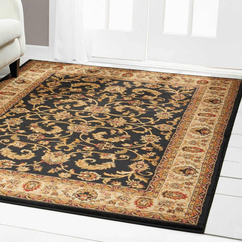 Home Dynamix 1-3208-457 Royalty Elati 8 x 10 (ft) Loomed Polypropylene Black Rectangular Indoor Damask Oriental Area rug