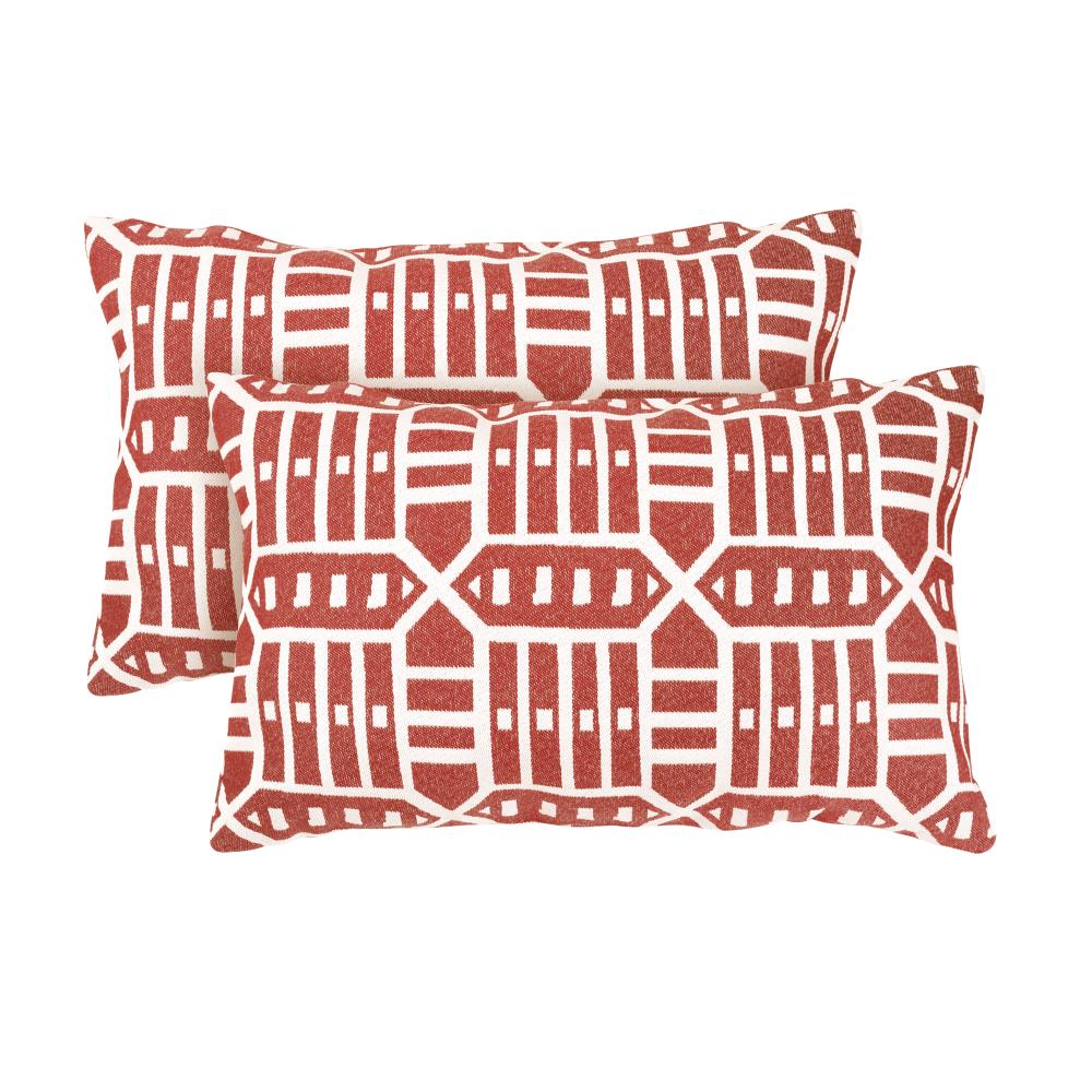 Astella KT2-TP12-FA55 Pacifica 2-Pack Geometric Roland Red Rectangular Lumbar Pillow