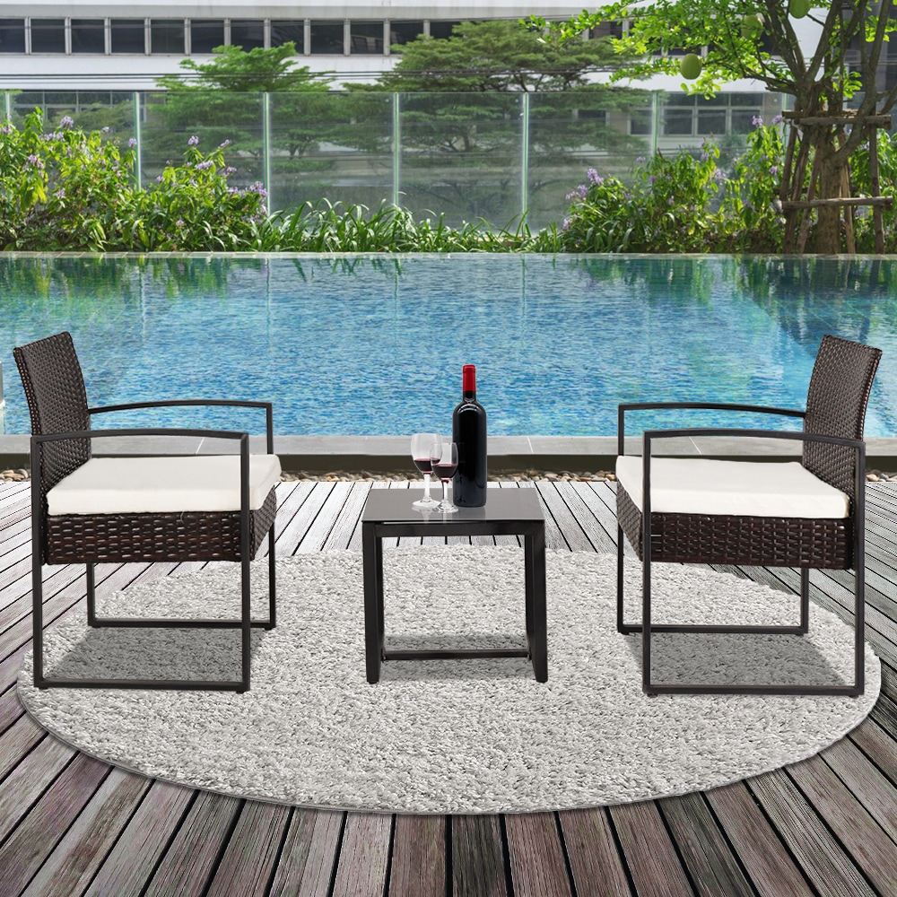 Winado Patio Conversation Set 3 Piece Wicker Patio Conversation Set   62561715 